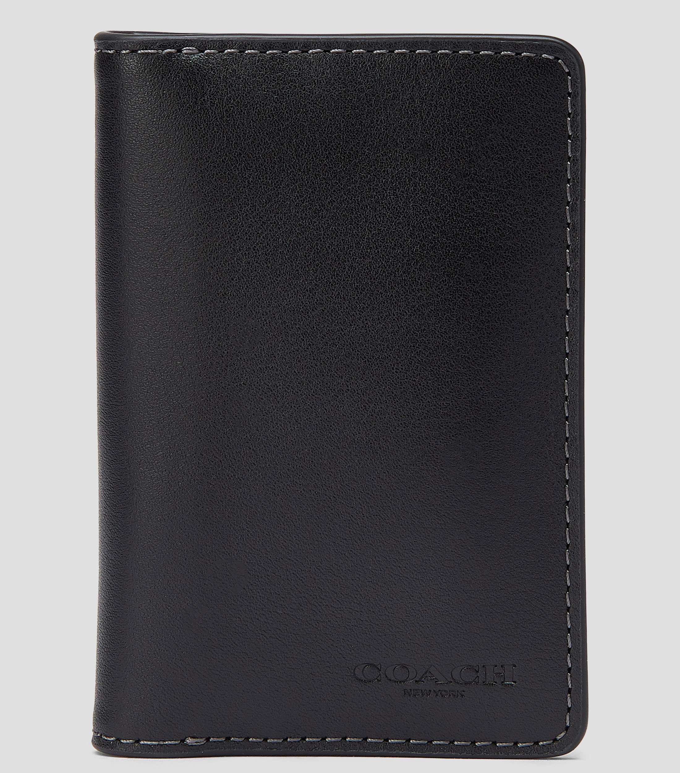 Cartera bifold en piel vacuna liso Hombre