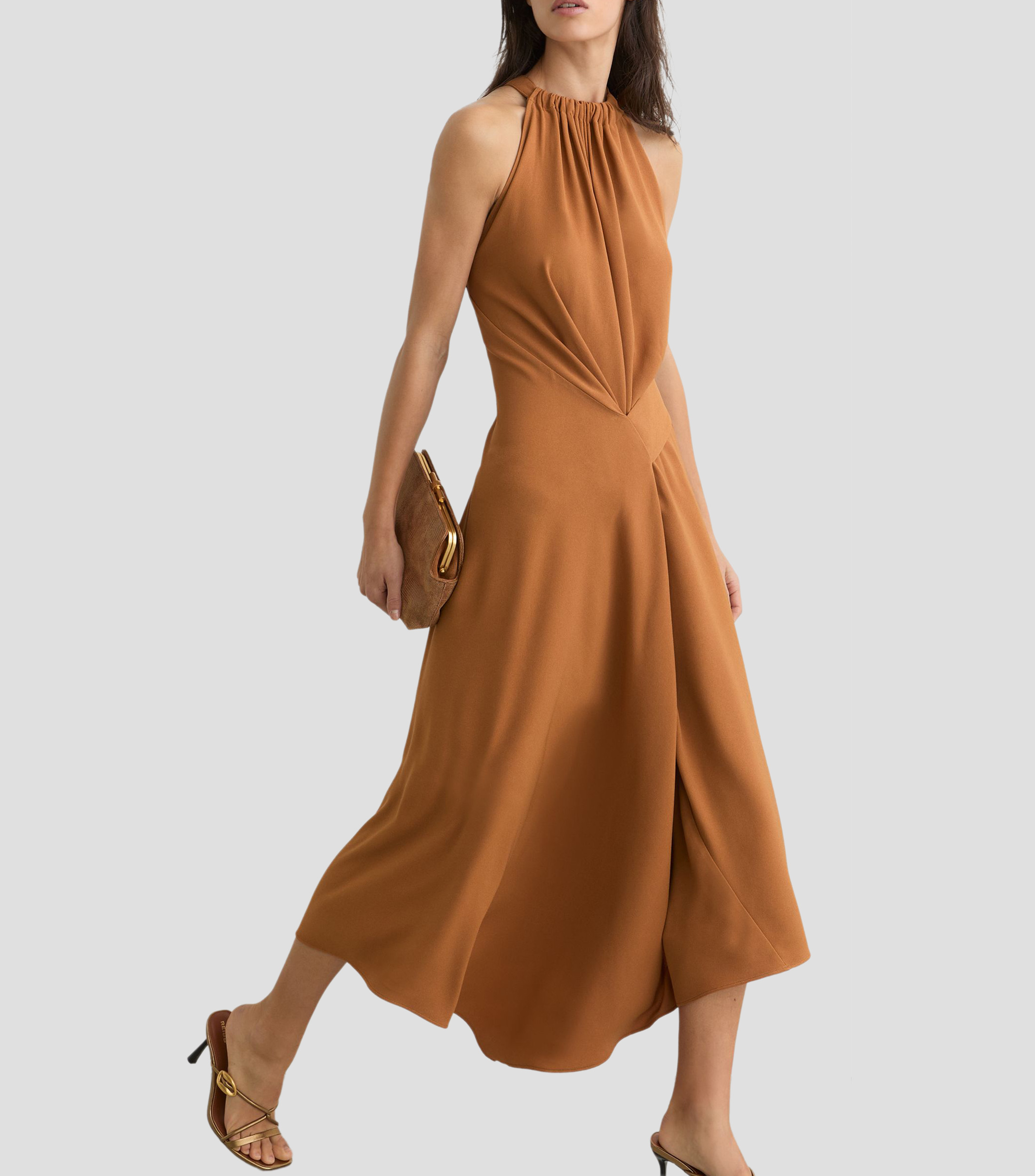 Vestido largo liso Mujer