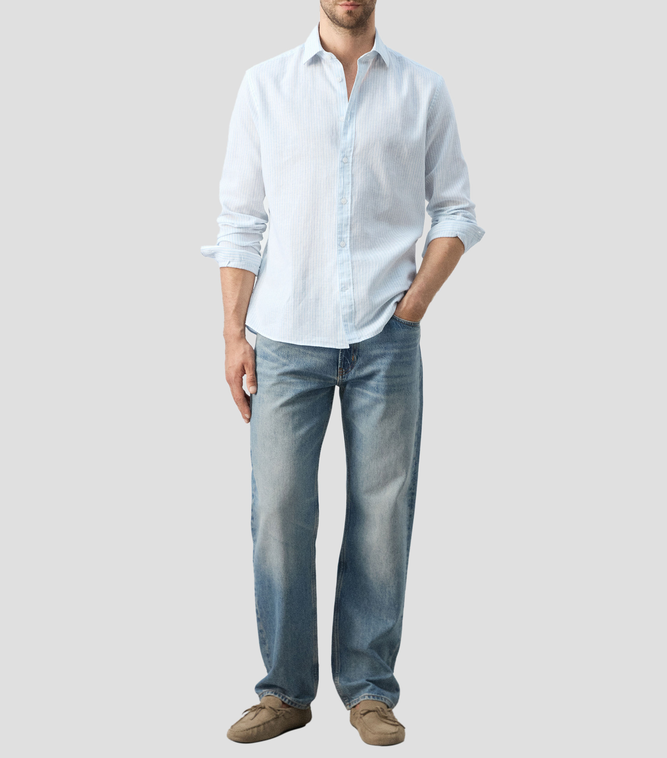 Camisa rayas manga larga Hombre