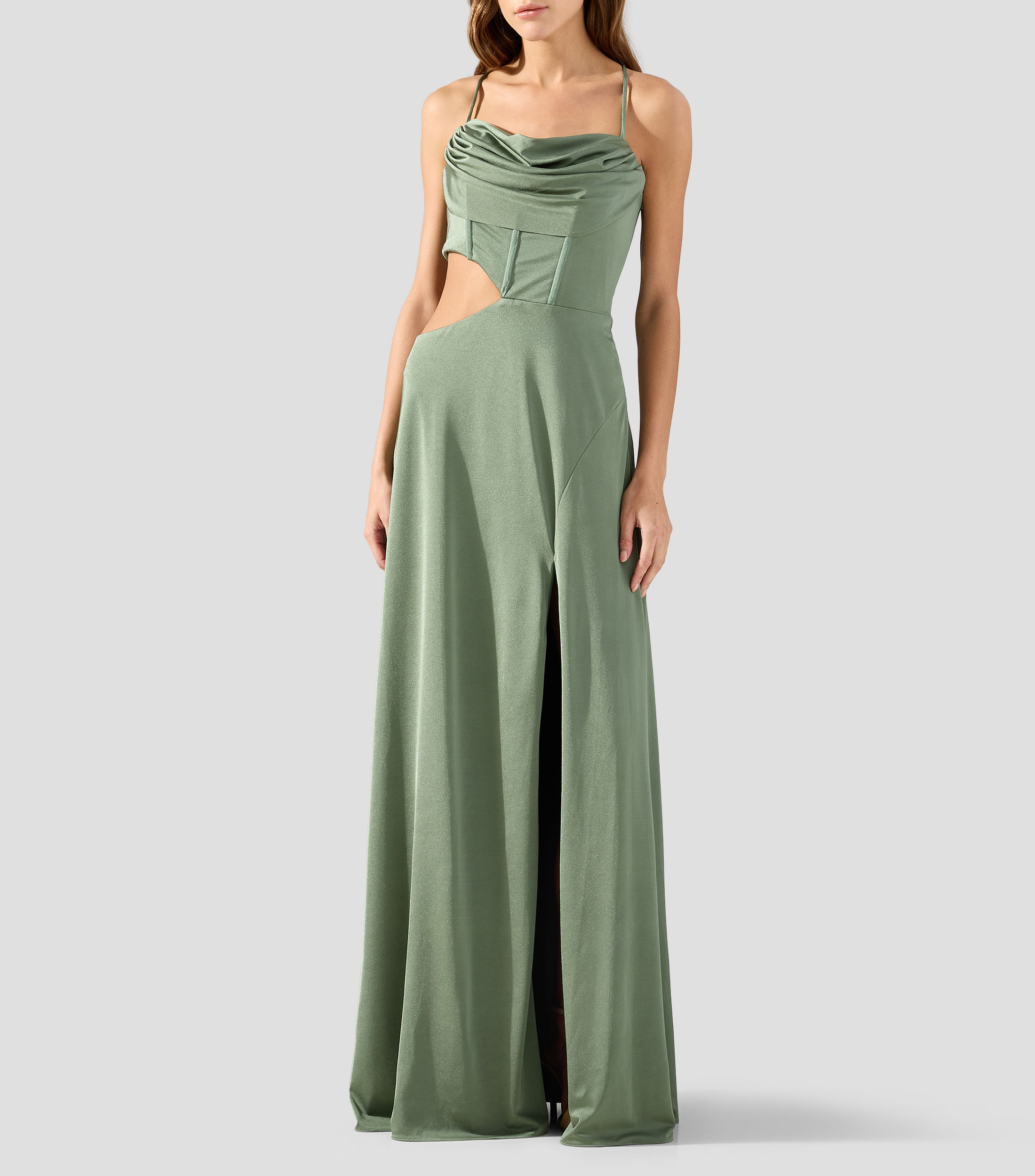 Vestido de fiesta largo liso Mujer