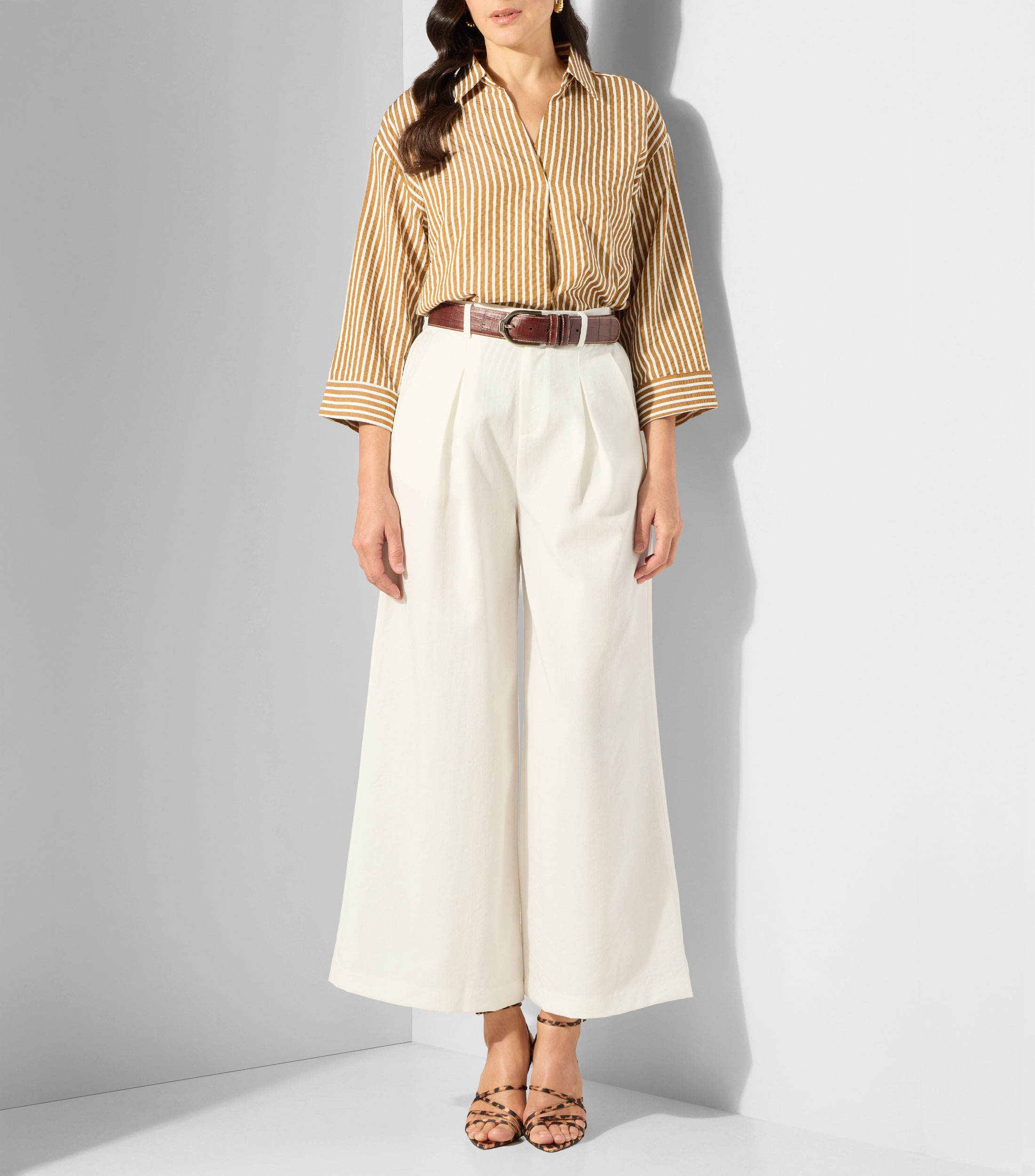 Blusa de rayas con manga larga Mujer