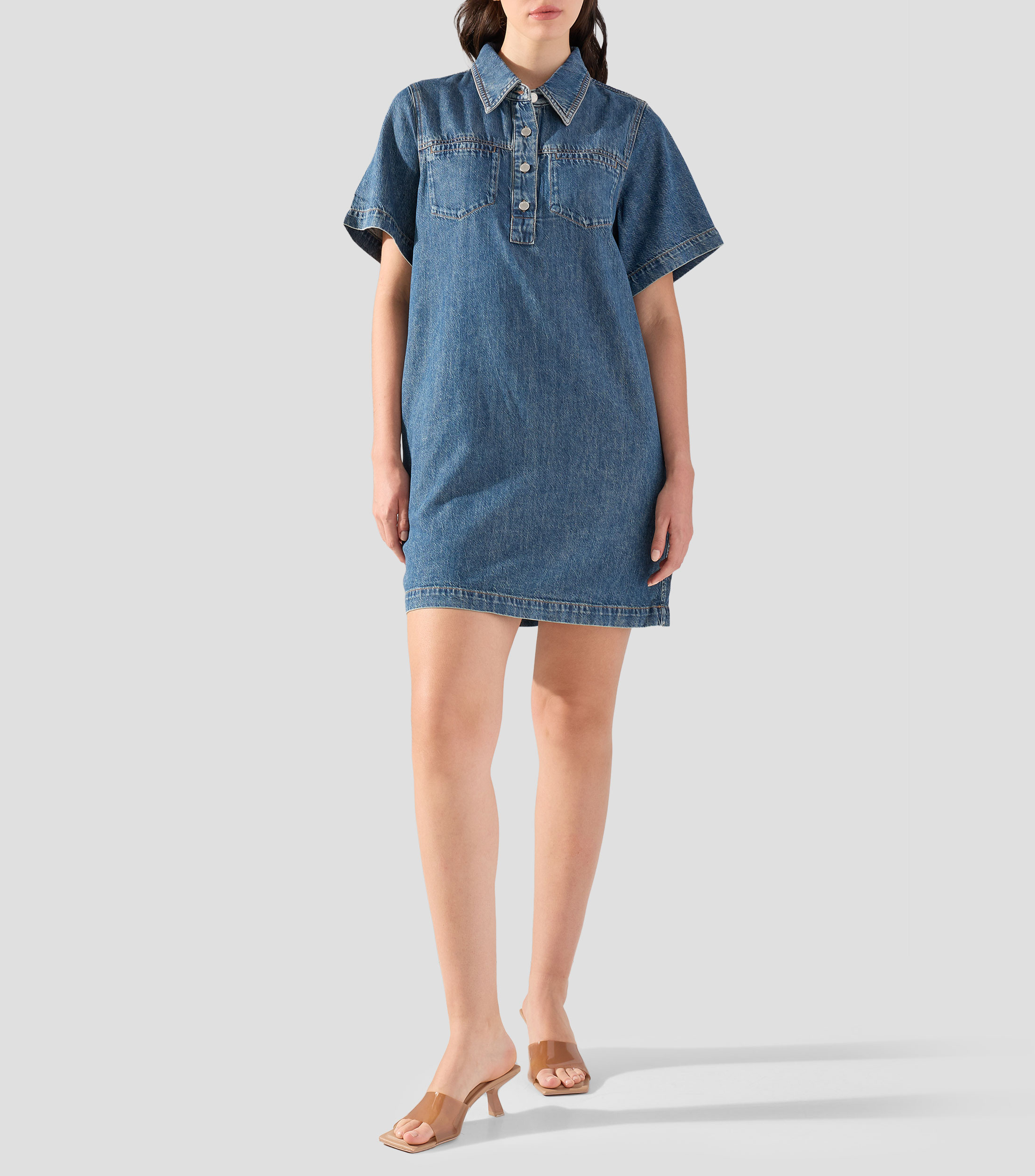 Vestido corto liso Mujer