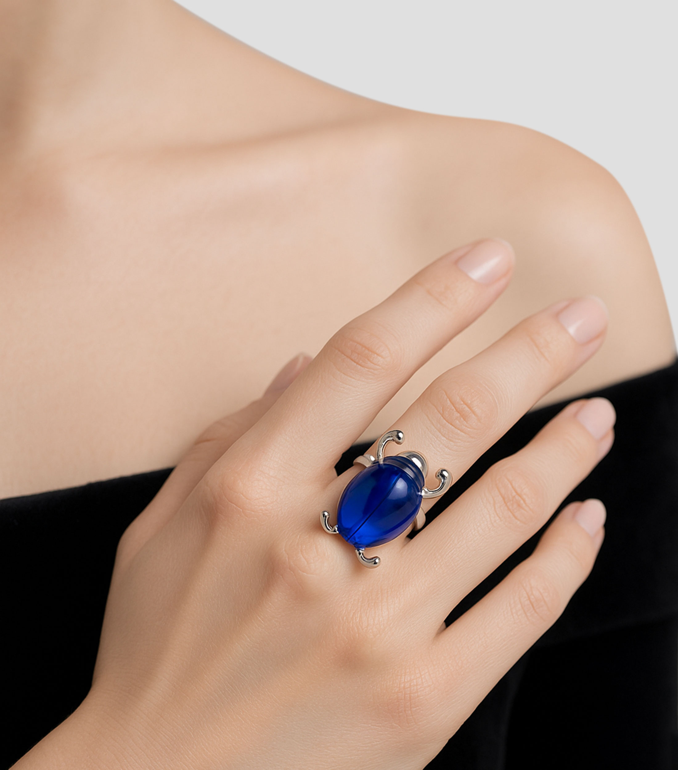 Anillo en plata Aire con vidrio Mujer