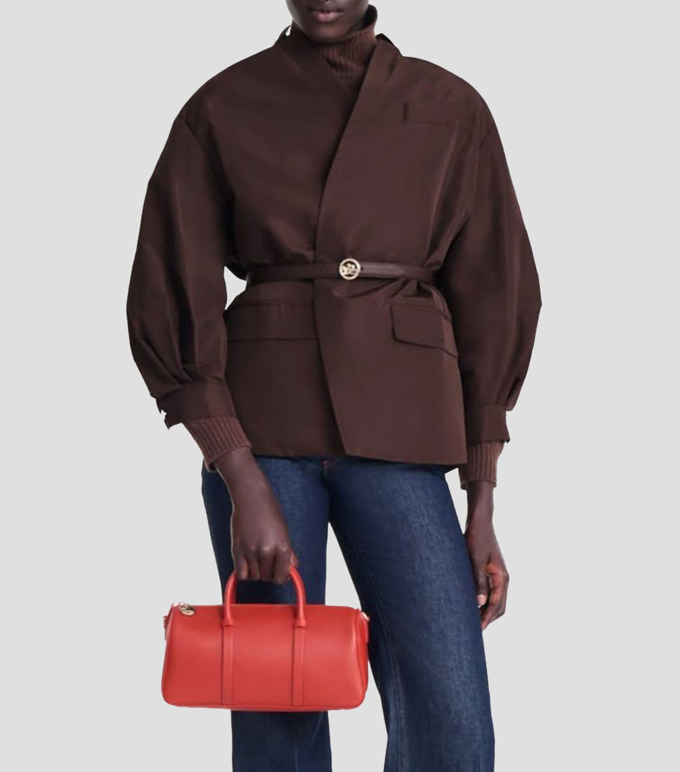 Bolsa shoulder Daylong en piel café terracota lisa Mujer