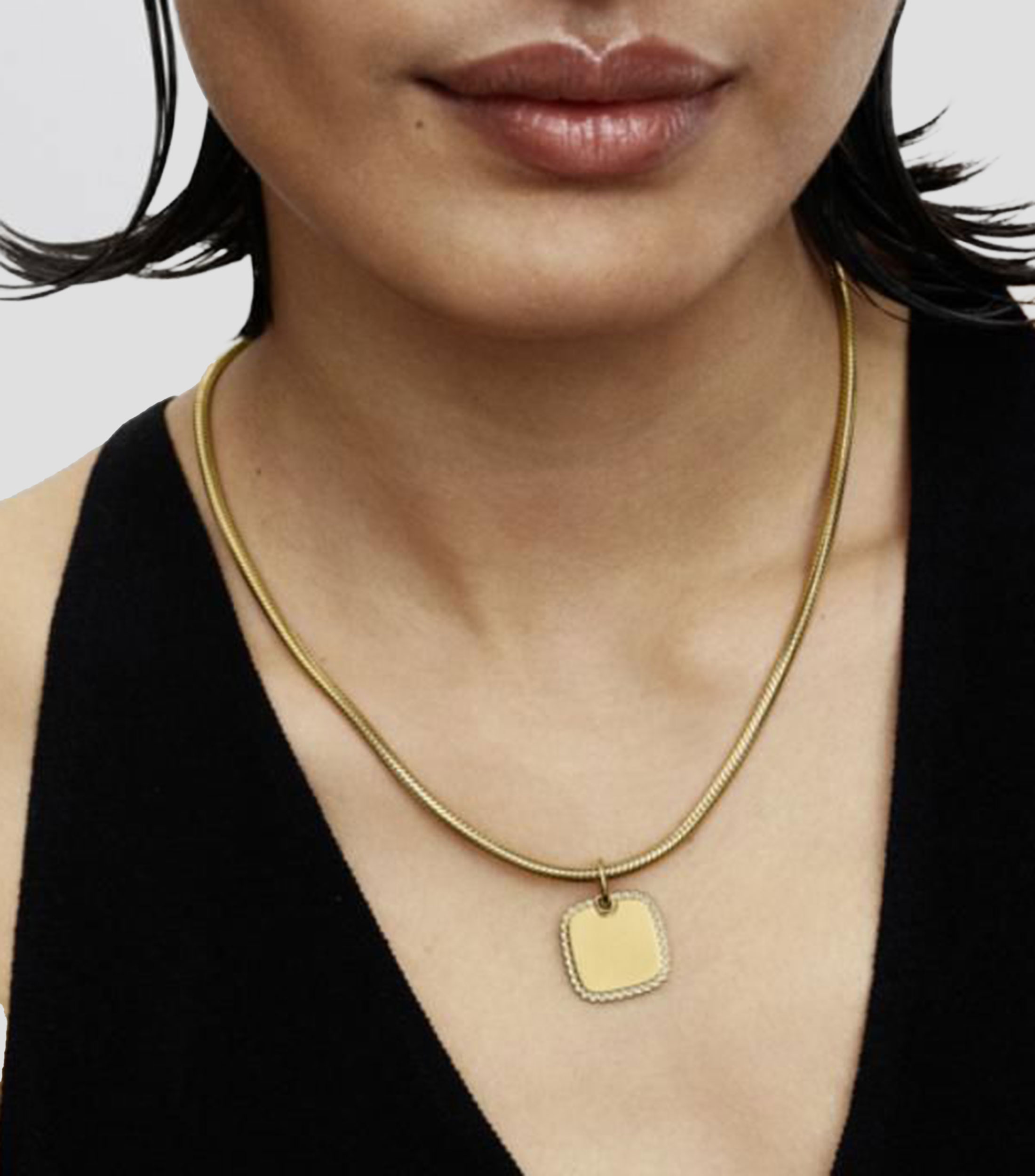 Dije cuadrado en plata con circonitas Mujer