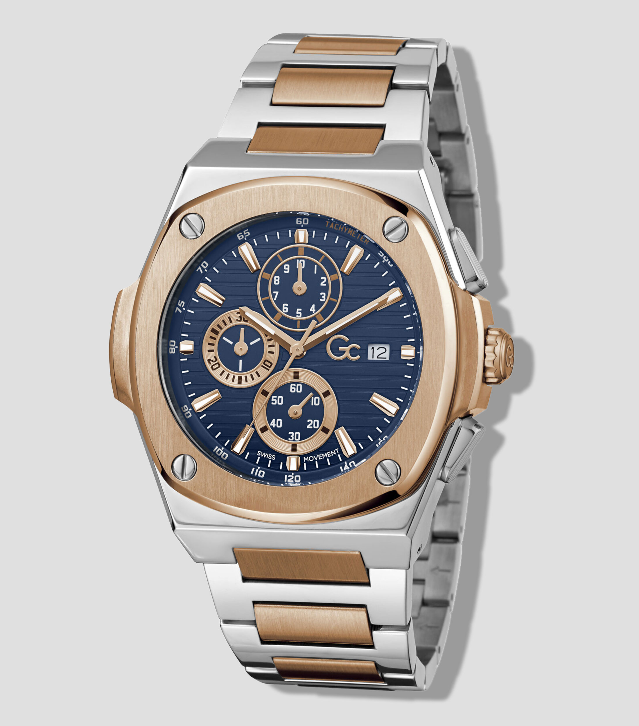 Reloj para Hombre casual Coussin Shape dorado, plateado