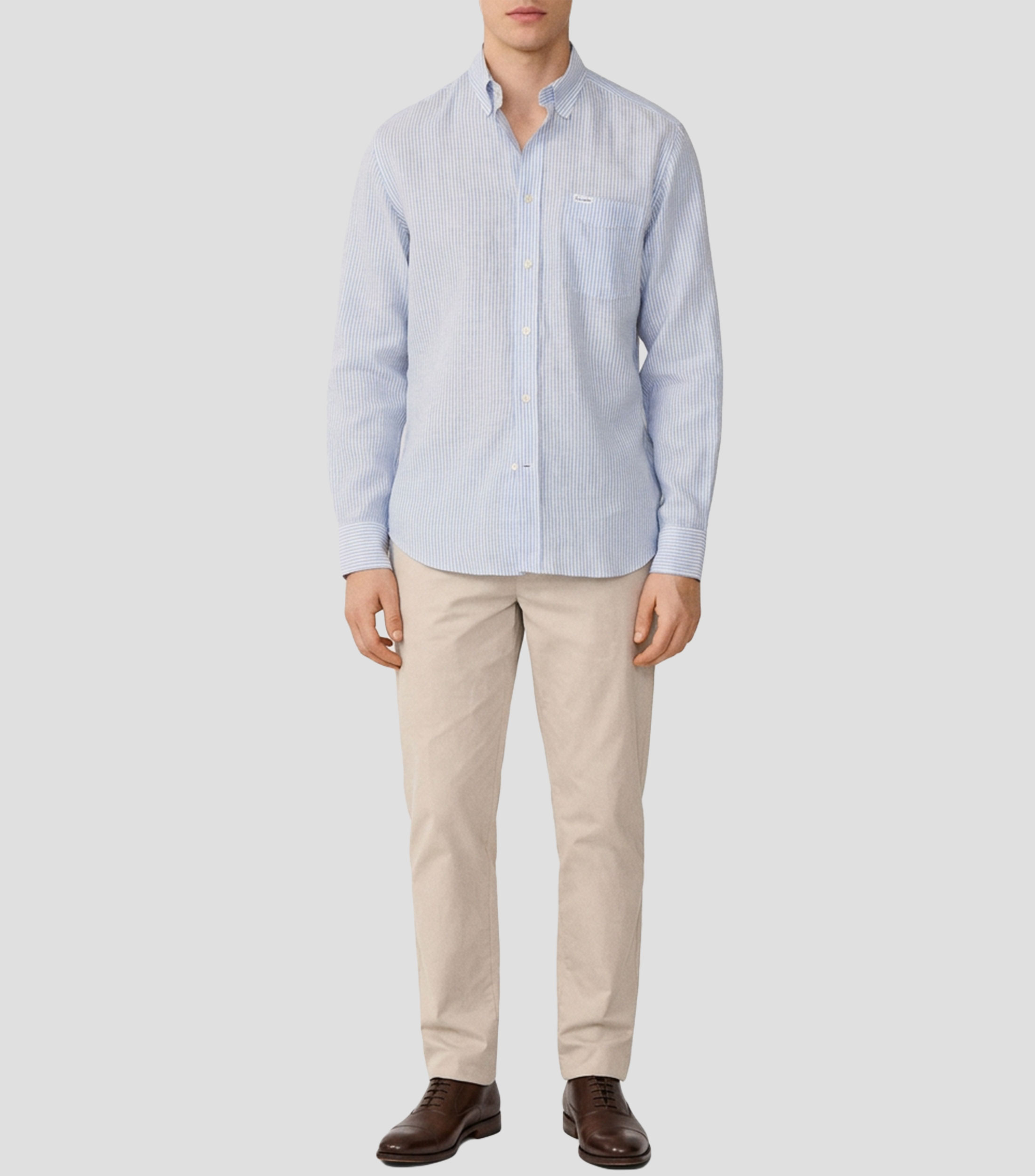 Camisa a rayas manga larga Hombre