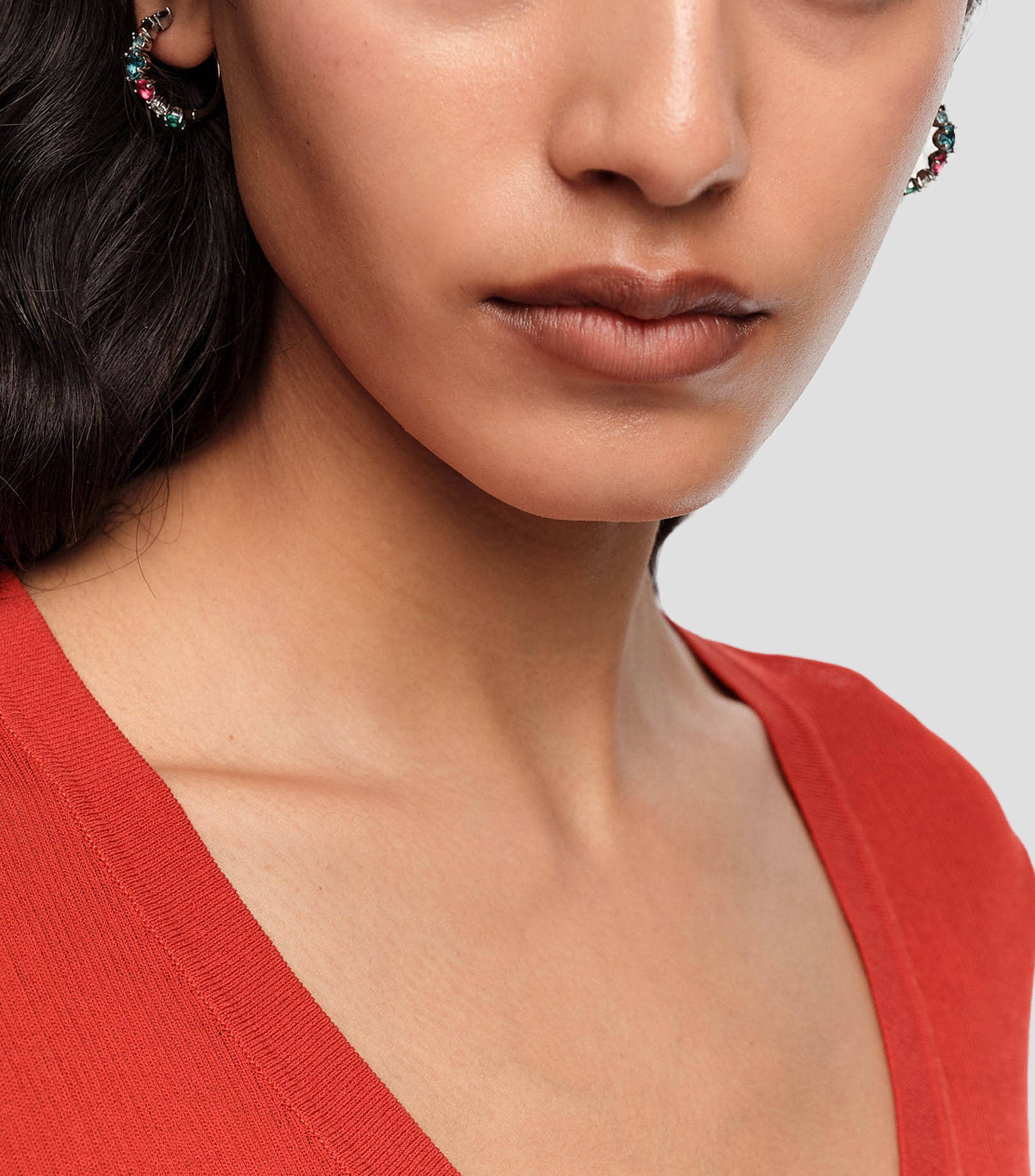 Aretes de aro con cristales Mujer