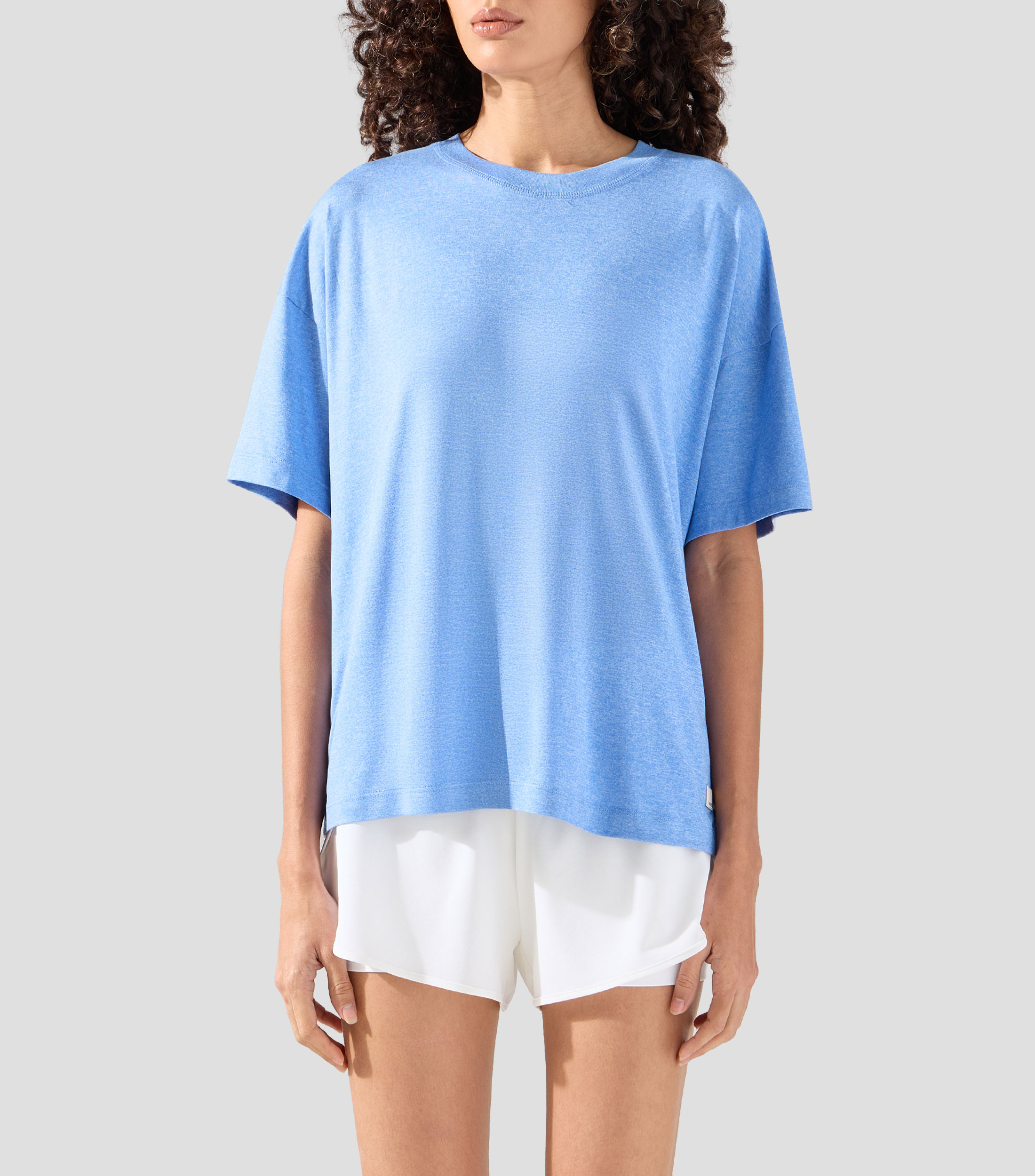 Playera para entrenamiento cuello redondo manga corta jaspeada Energy Mujer