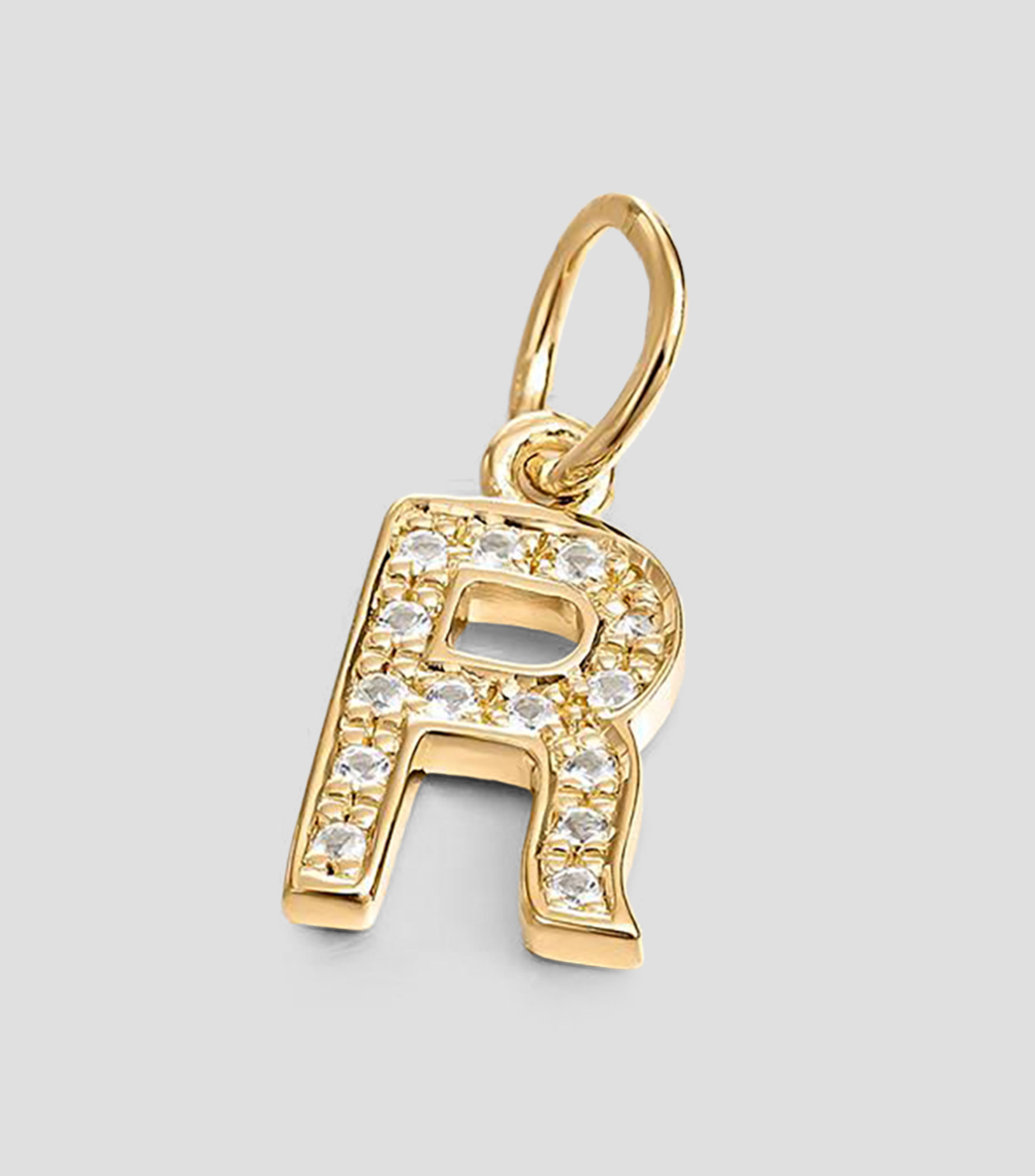Charm letra "R" en plata .925 con topacio blanco Mujer
