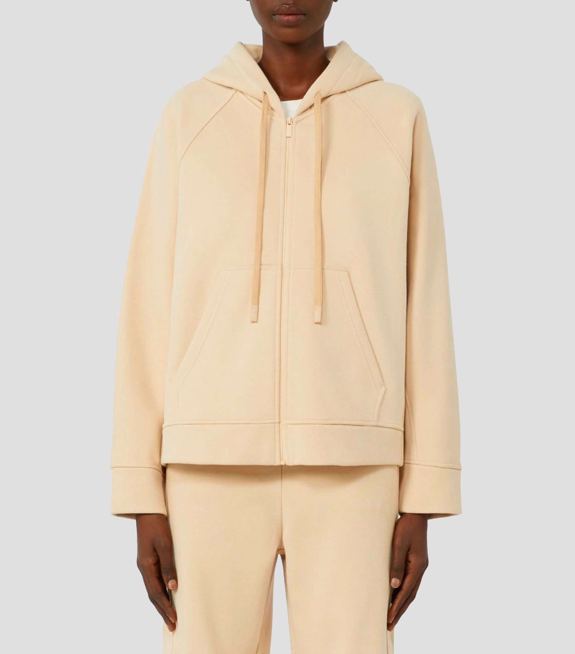 Sudadera con capucha y cremallera liso Mujer
