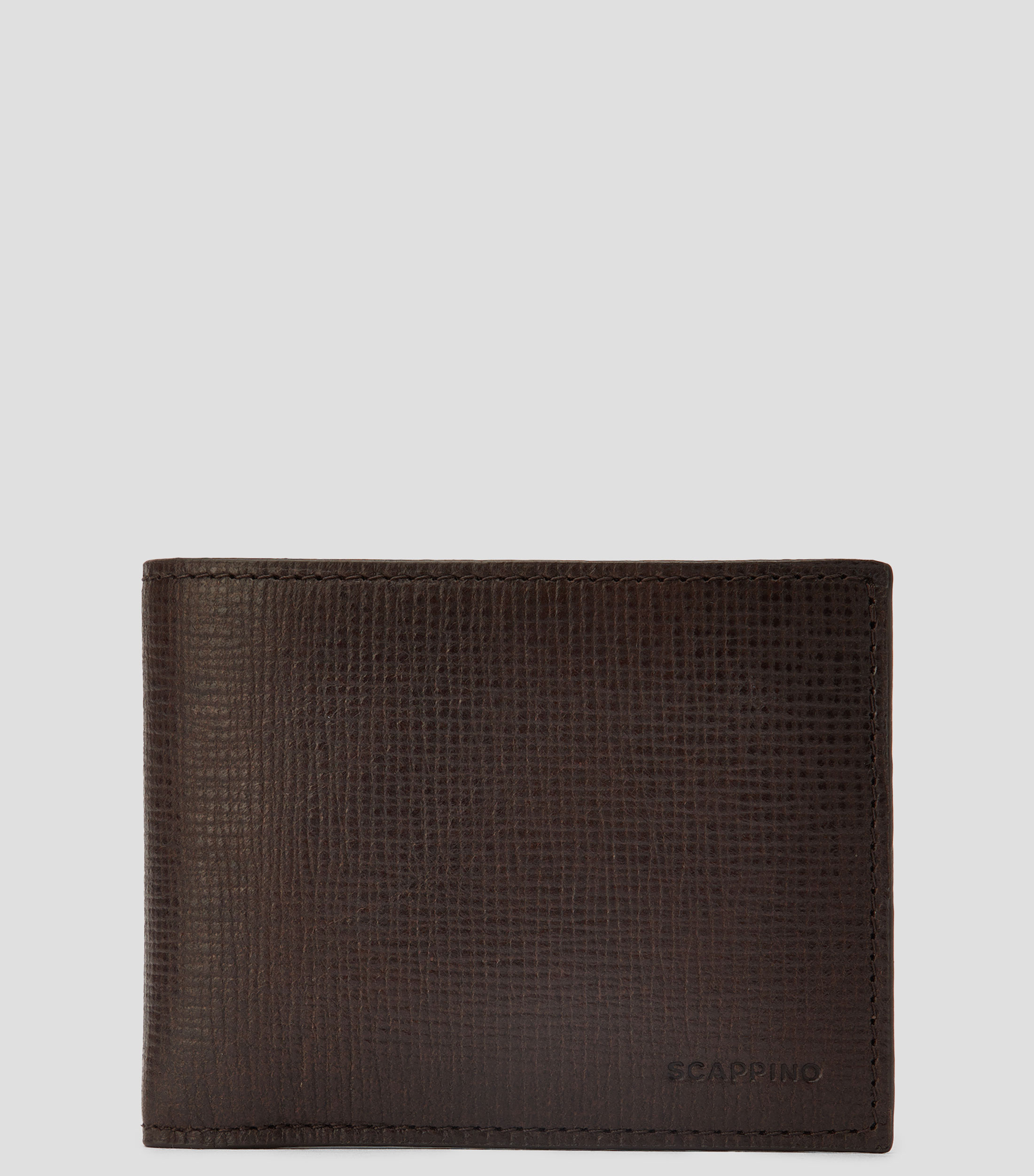 Cartera bifold en piel bovina cafe oscuro Hombre