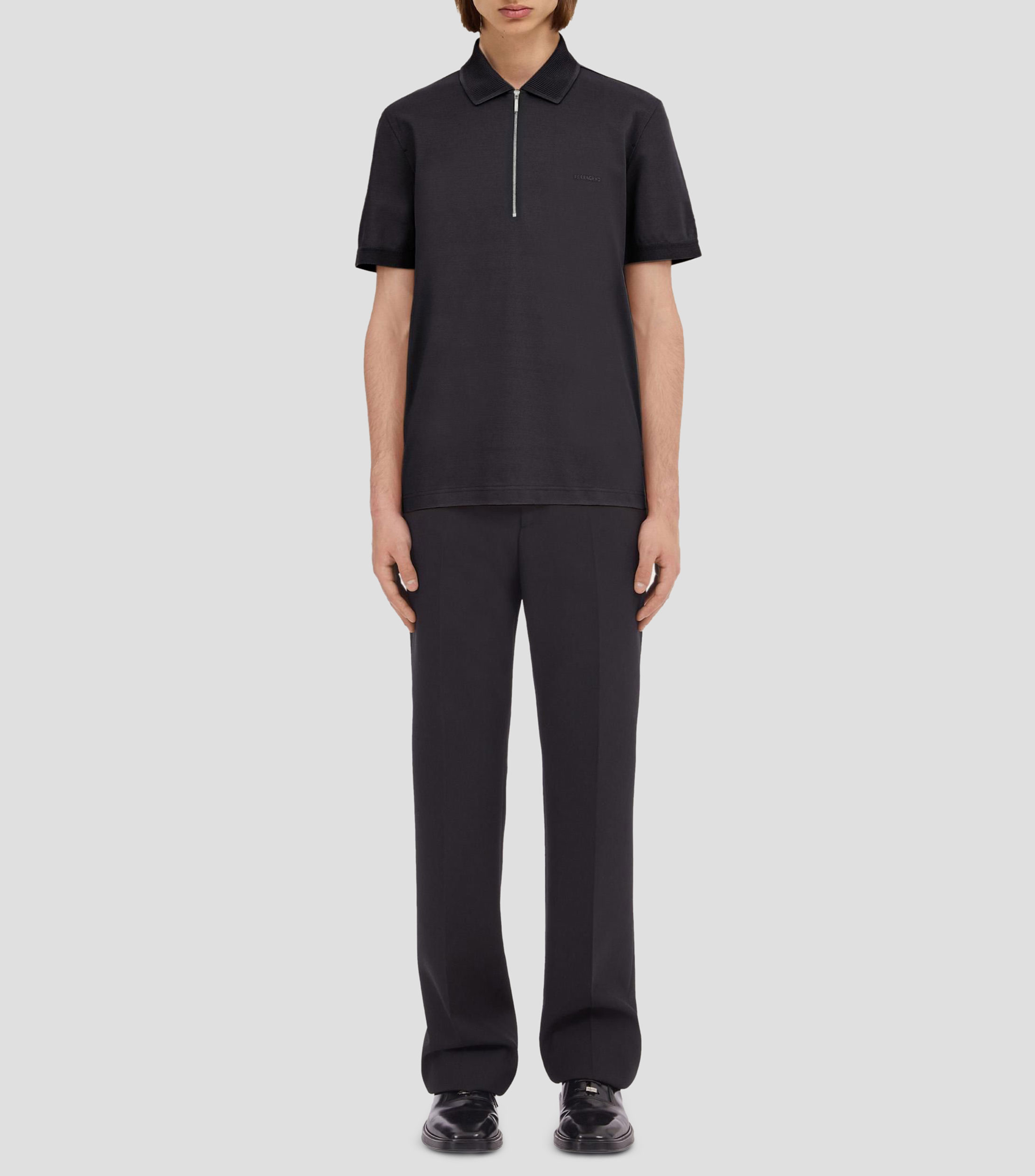 Playera tipo polo con cremallera Hombre