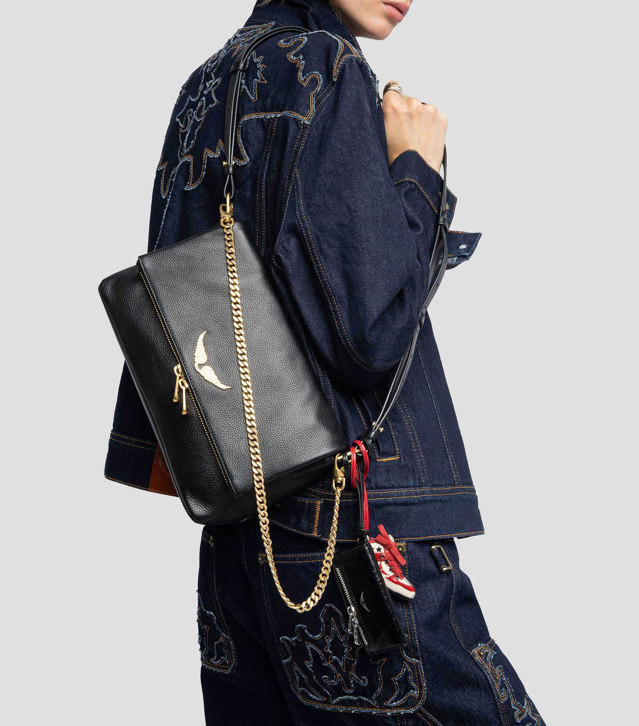 Bolsa Crossbody en piel Rocky II granulada Mujer