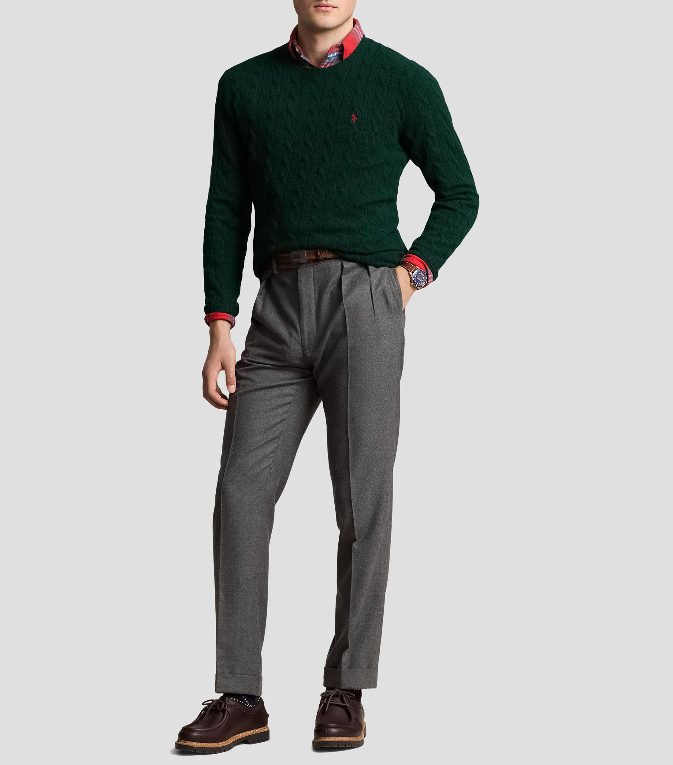 Suéter cuello redondo liso Hombre