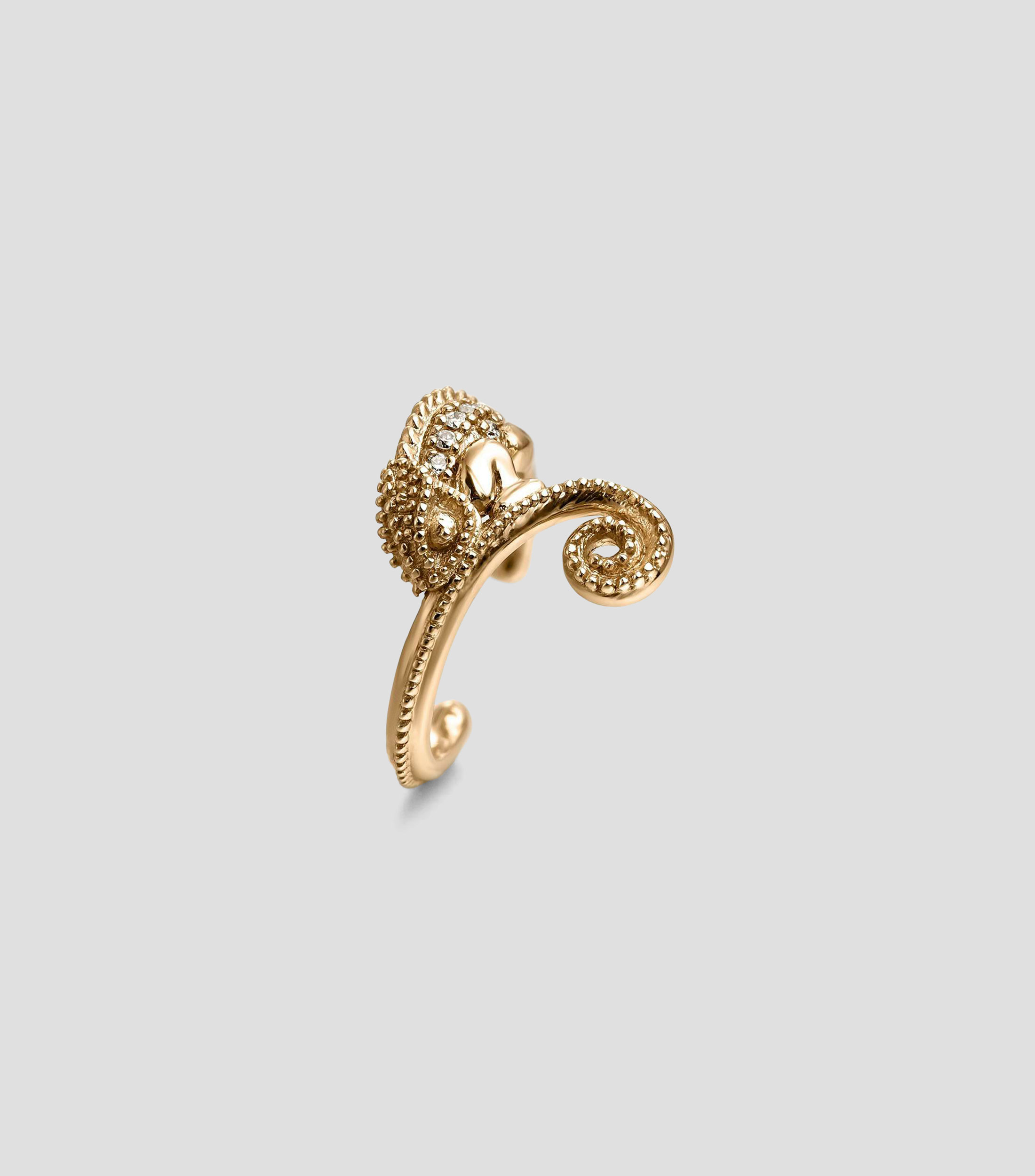 Pendiente earcuff en oro amarillo de 18 kilates con diamantes con forma de camaleón Sage Mujer