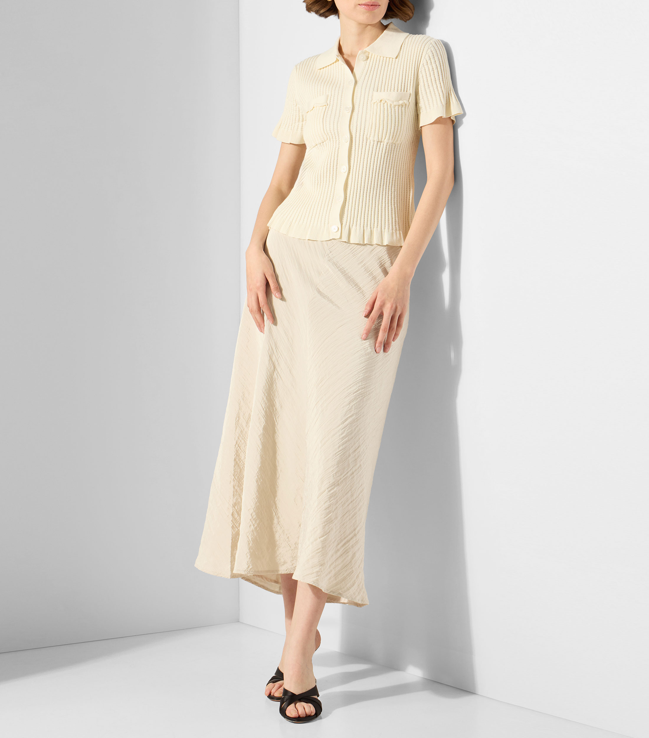 Blusa lisa con manga corta Mujer