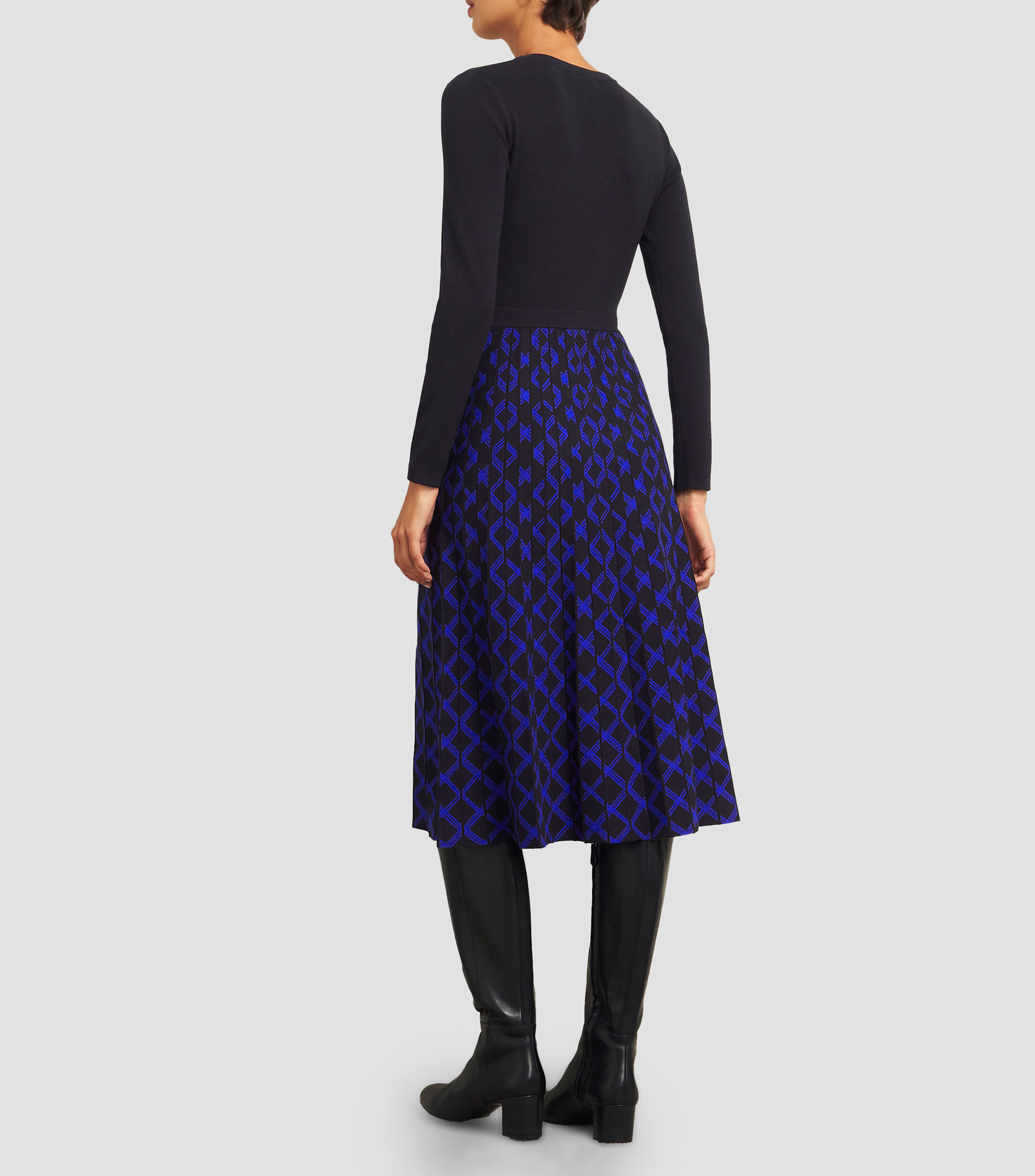 Vestido midi manga larga con estampado Larna Knitted Mujer