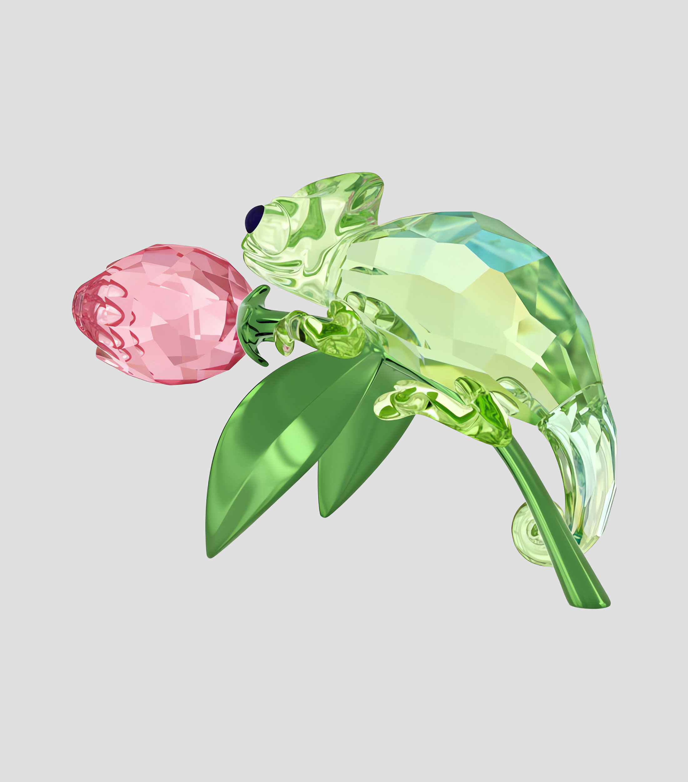 Figura Decorativa Camaleón y Tulipán en Cristal