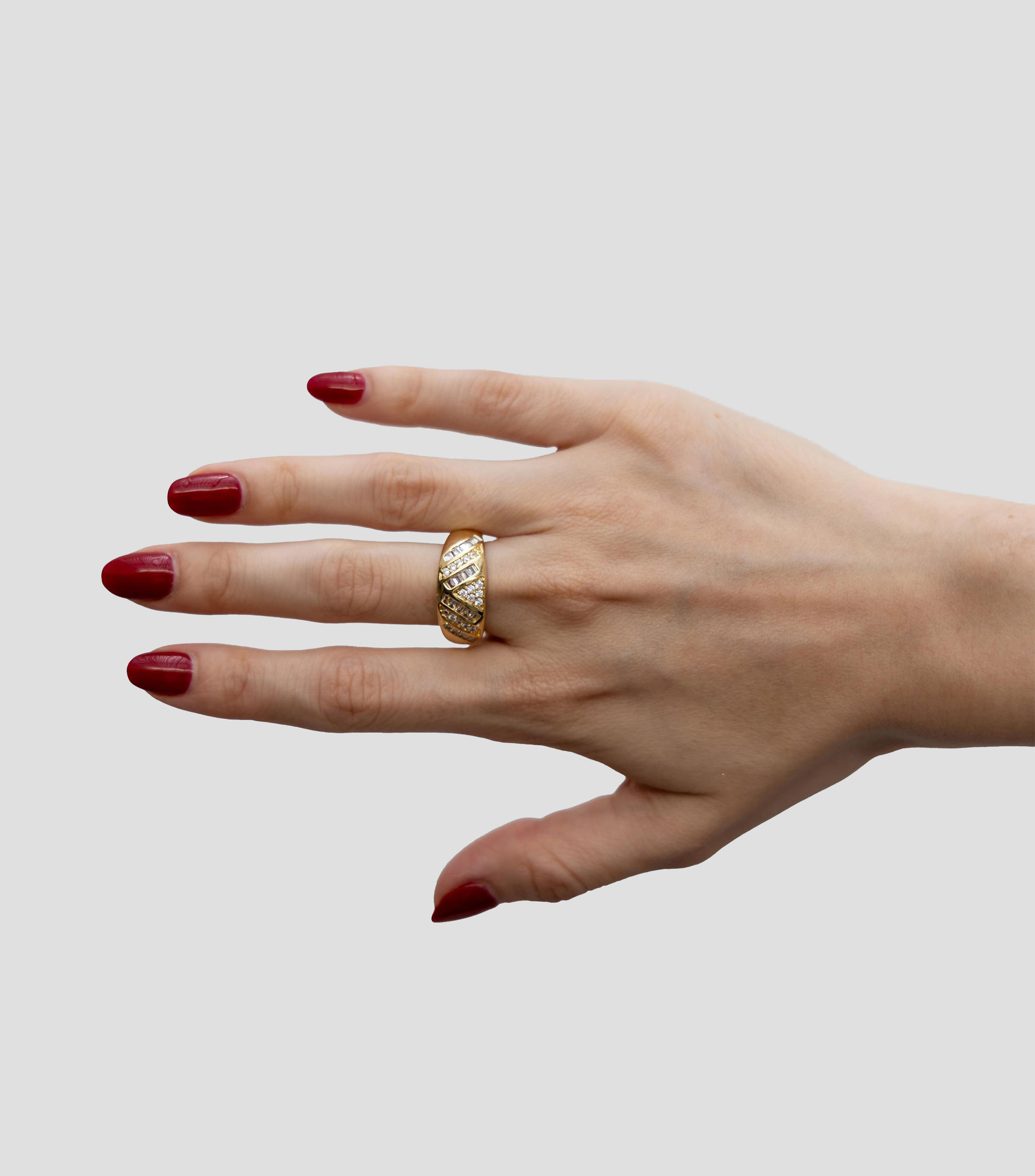 Anillo líneas con circonias Mujer