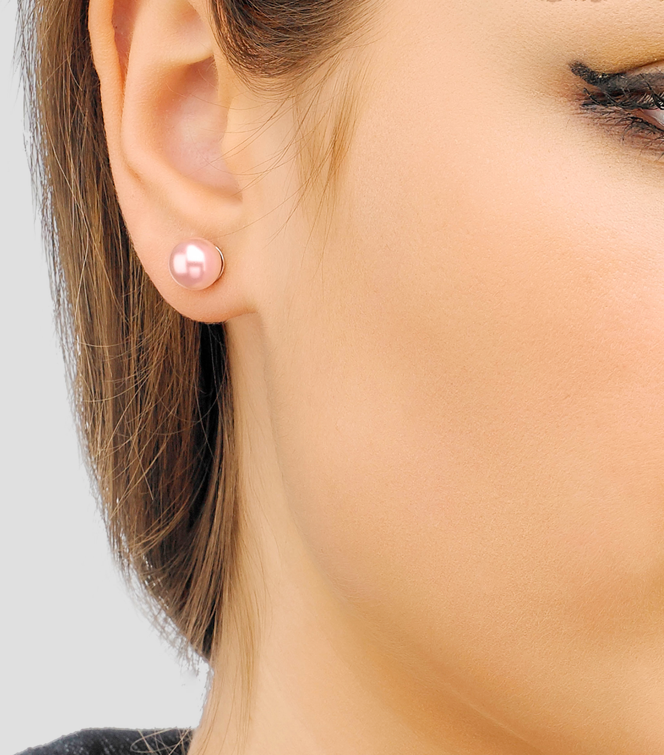 Aretes esféricos en plata con perla Lyra Mujer