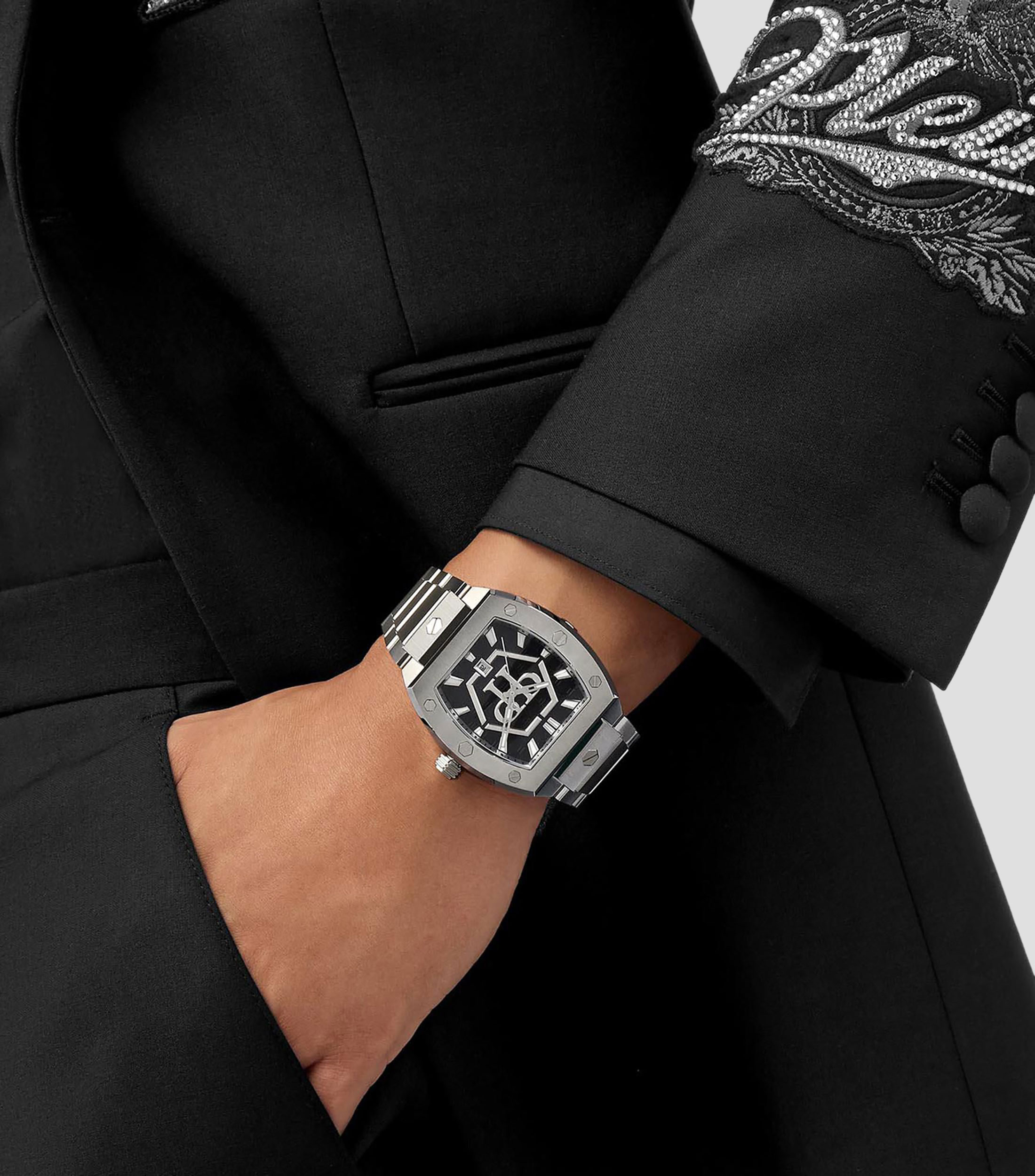 Reloj para hombre Hexagon Phantom Casual, Plateado