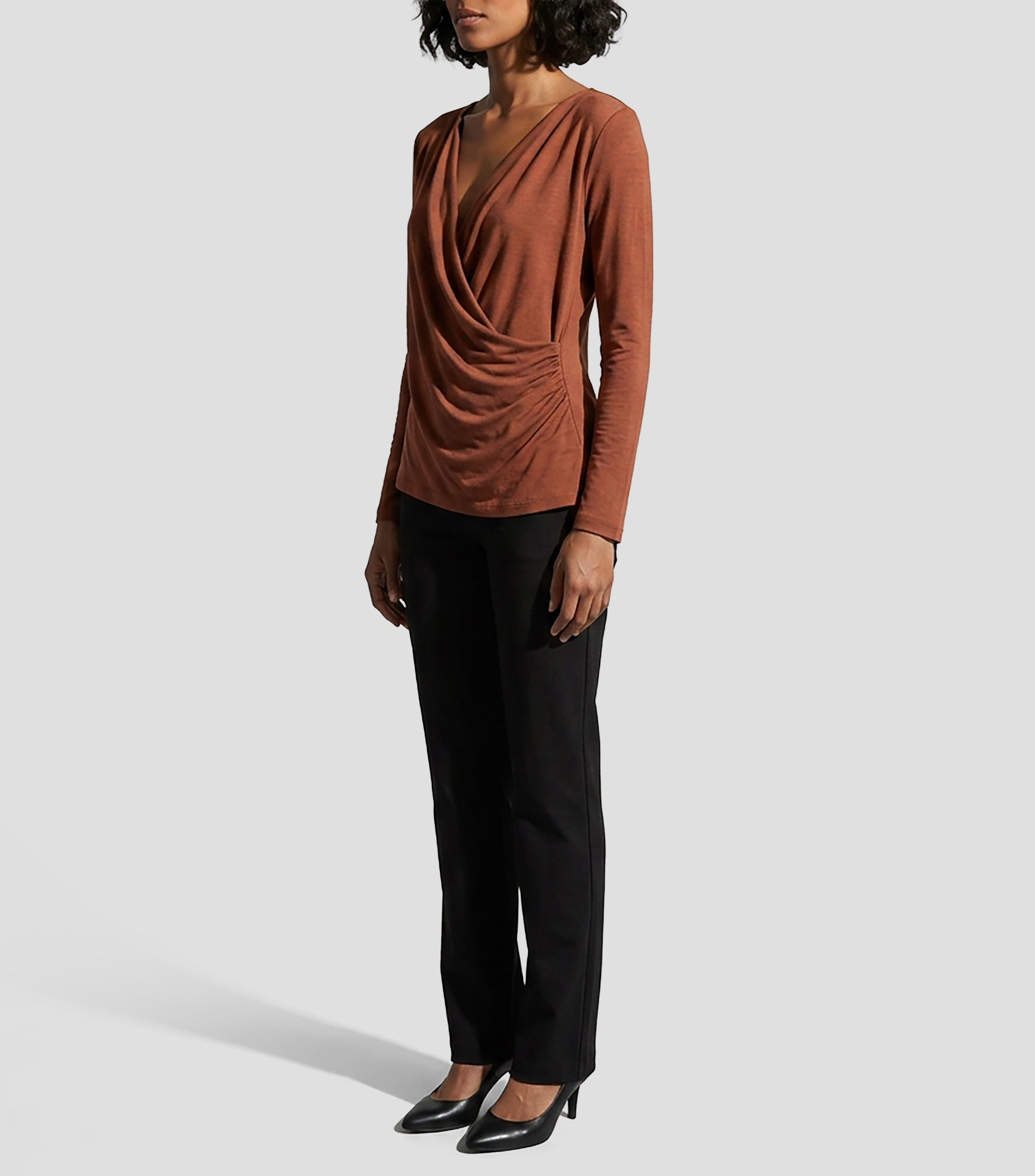 Blusa lisa manga larga Mujer