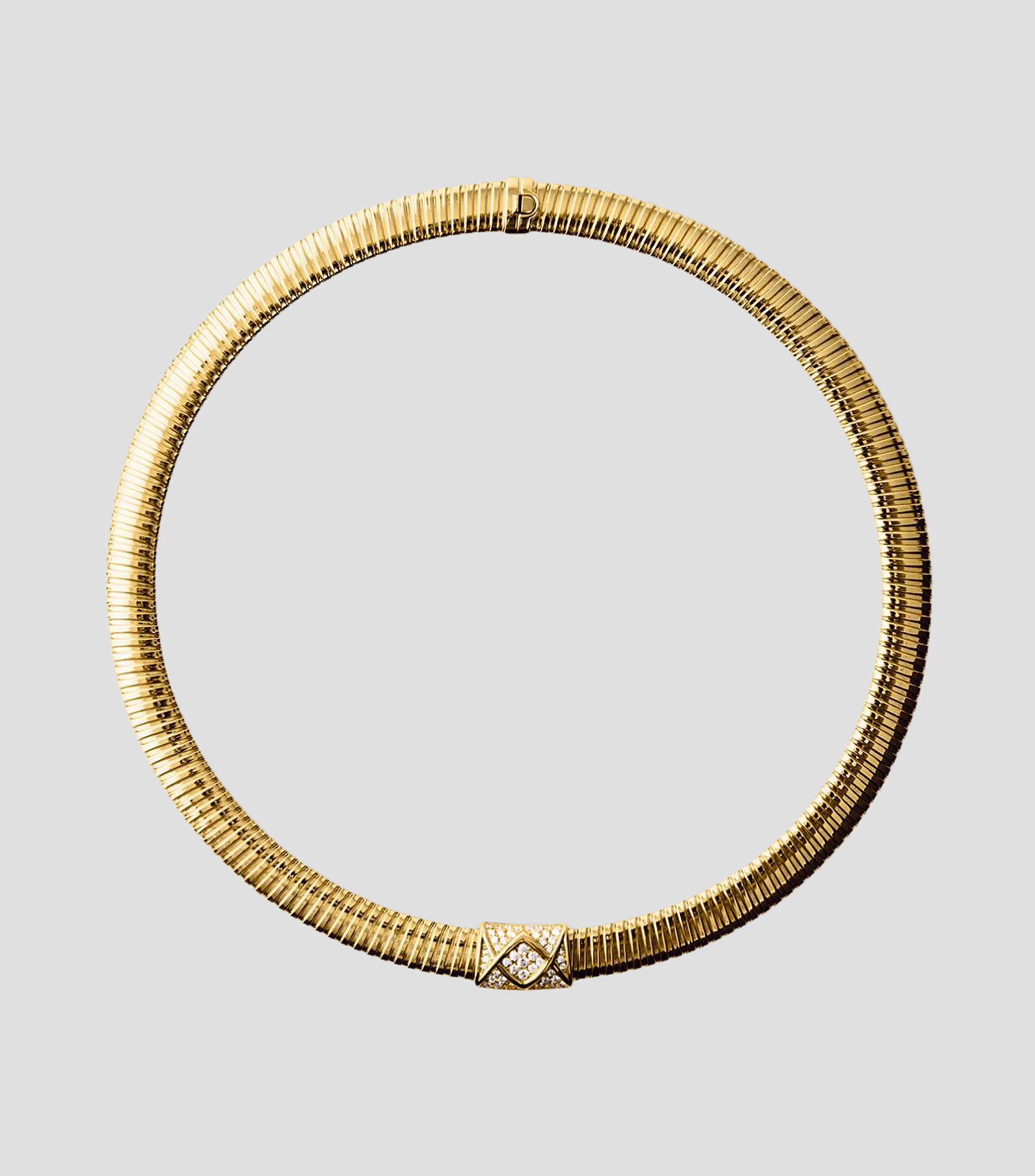 Collar en Oro amarillo de 18 Kilates con diamantes tubogas Mujer