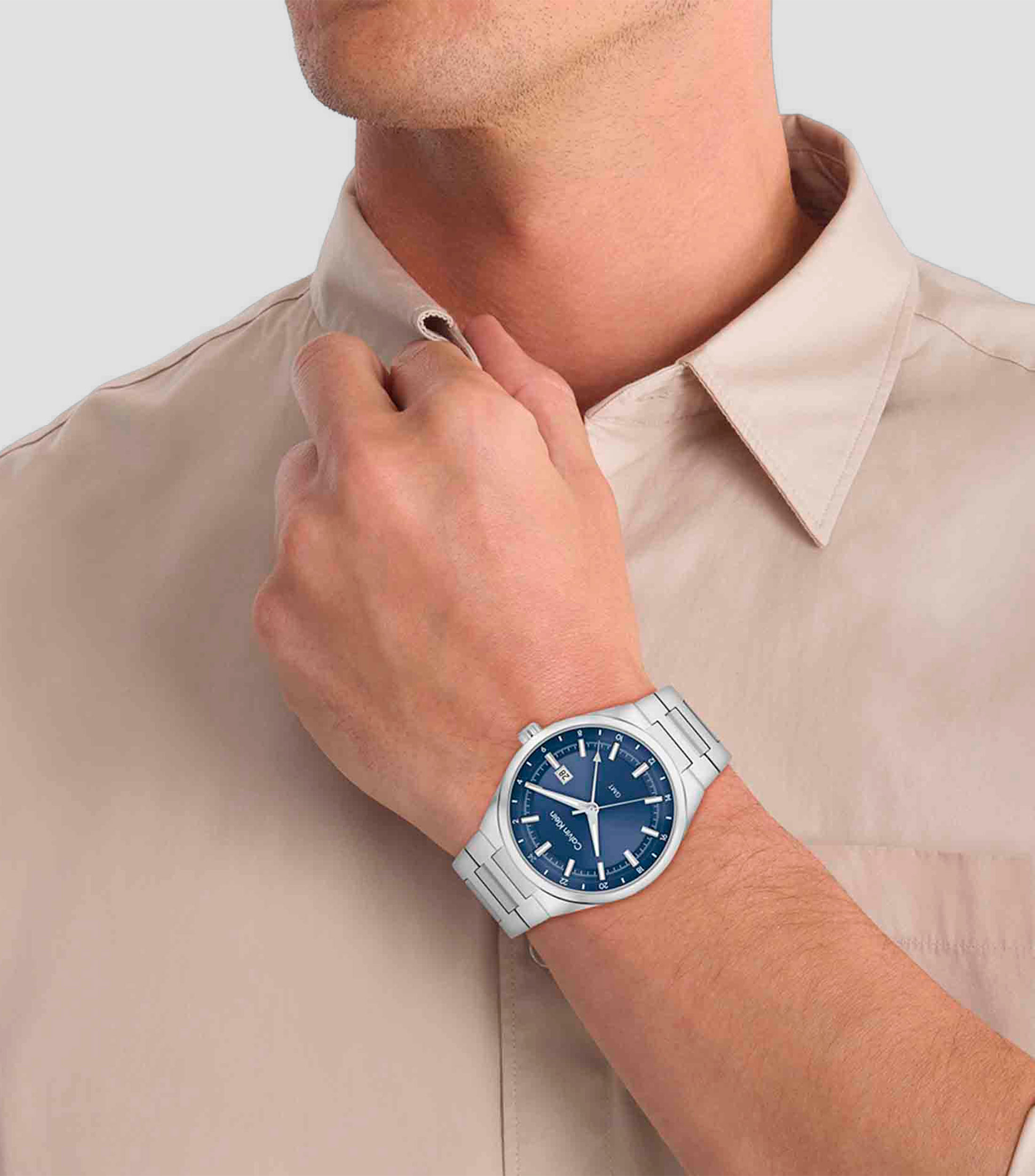 Reloj para hombre Distinguish GMT Casual, Plateado