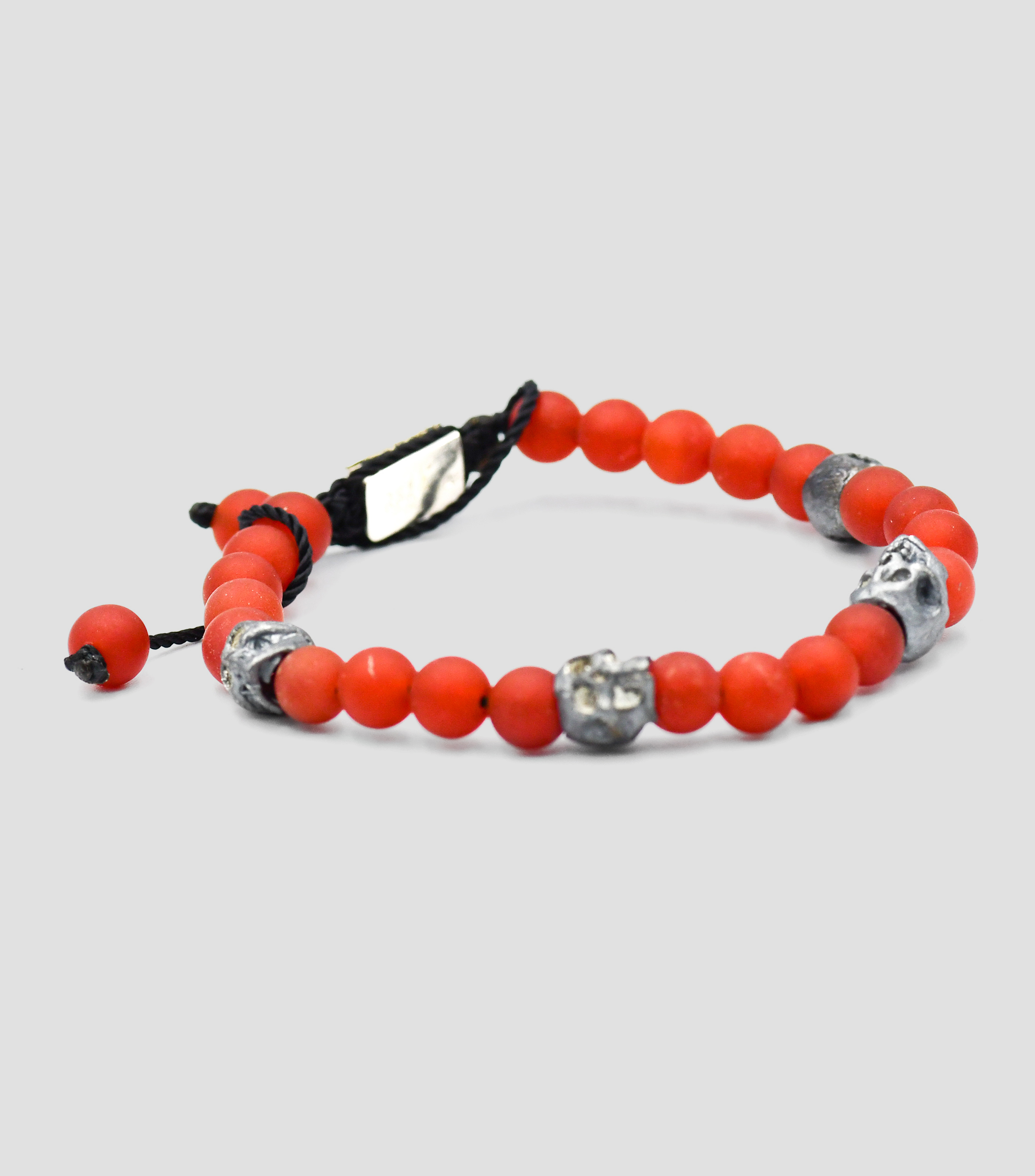 Pulsera en Plata .925 Rojo con Calaveras Unisex