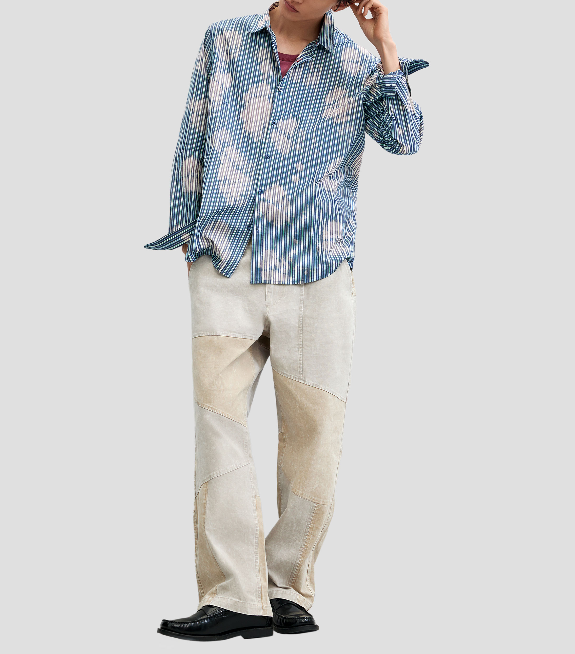 Camisa de rayas manga larga Hombre