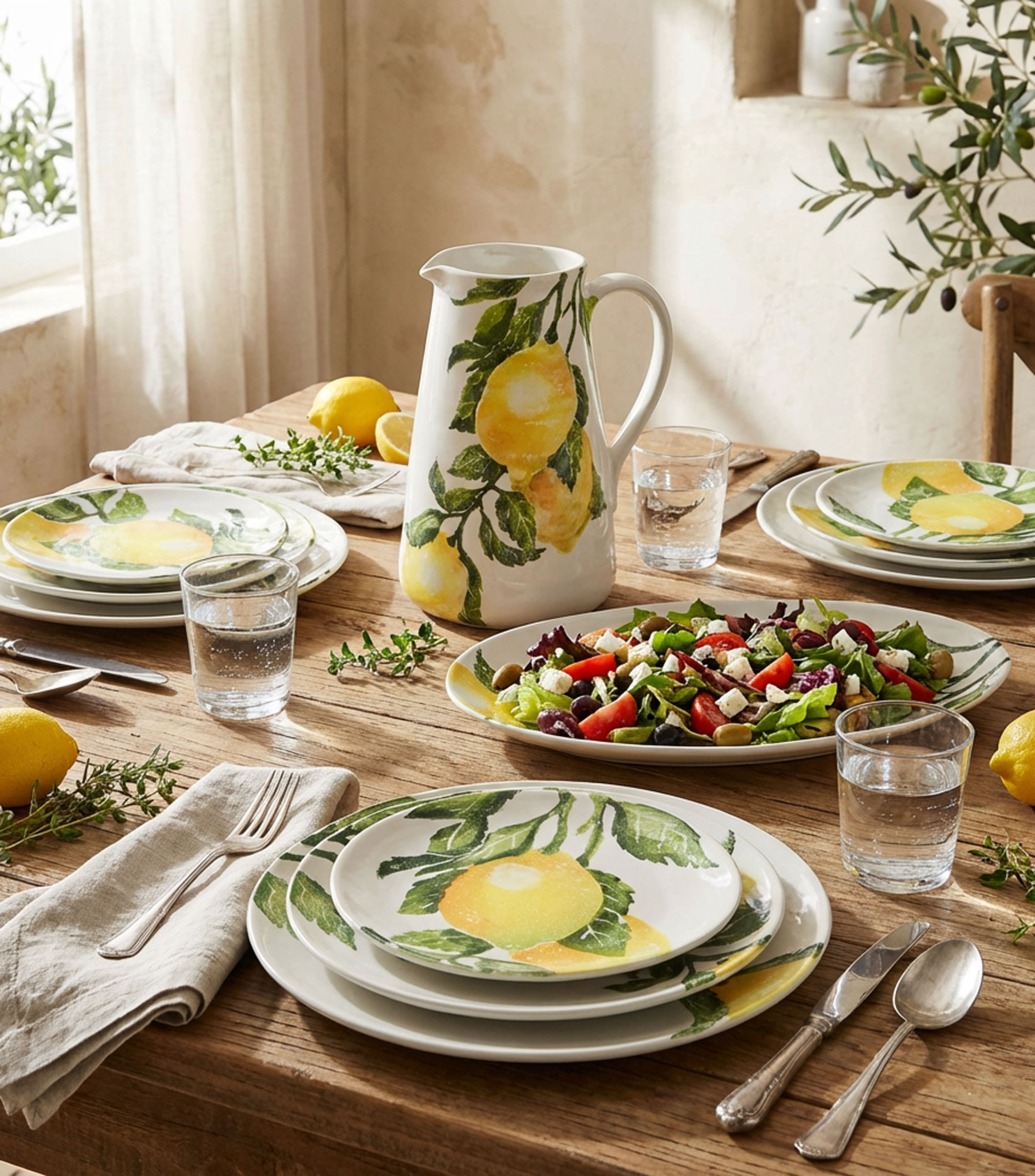 Plato par ensalada limones en cerámica
