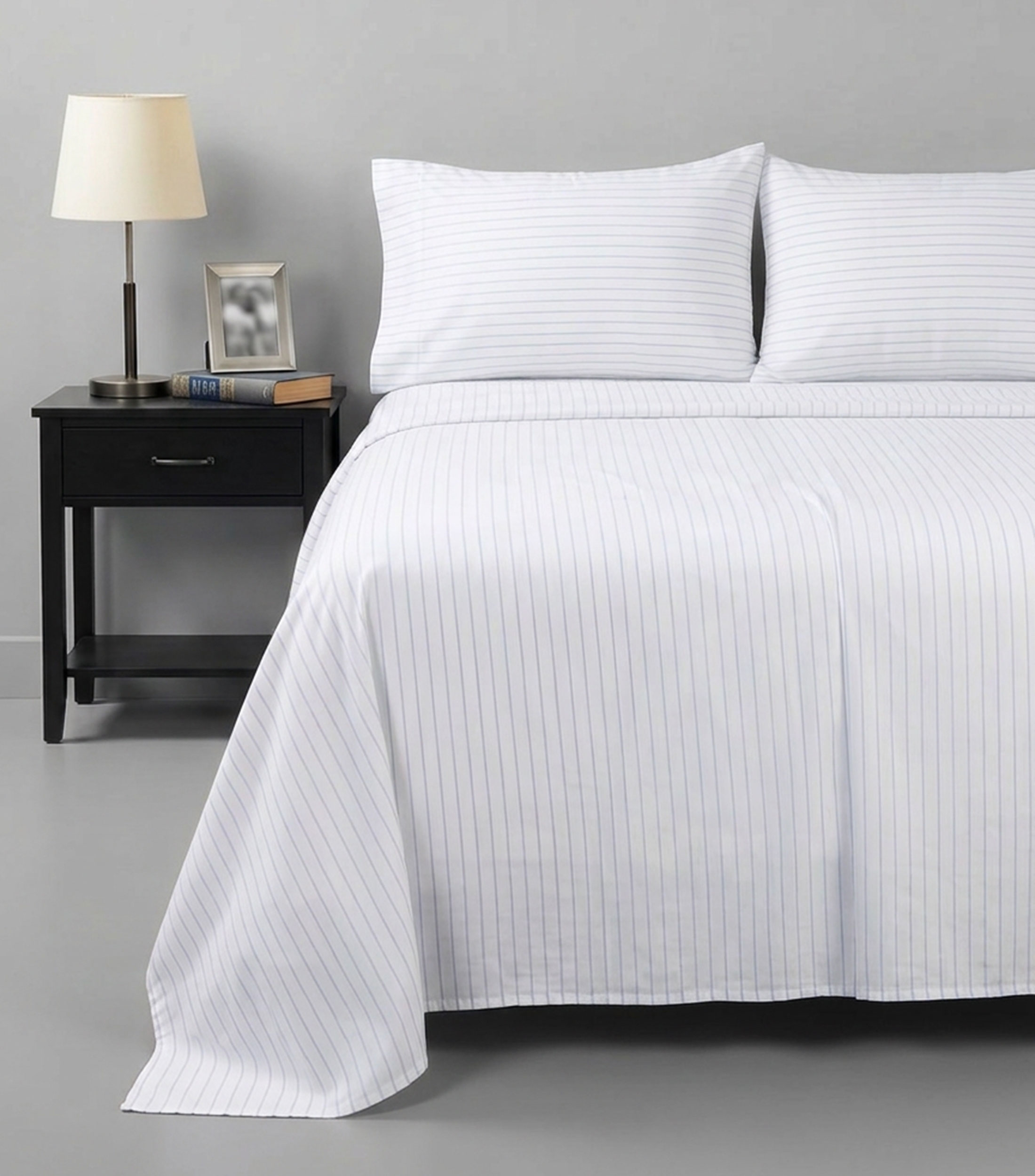 Juego de sábanas King Size en algodón Spencer Stripe azul