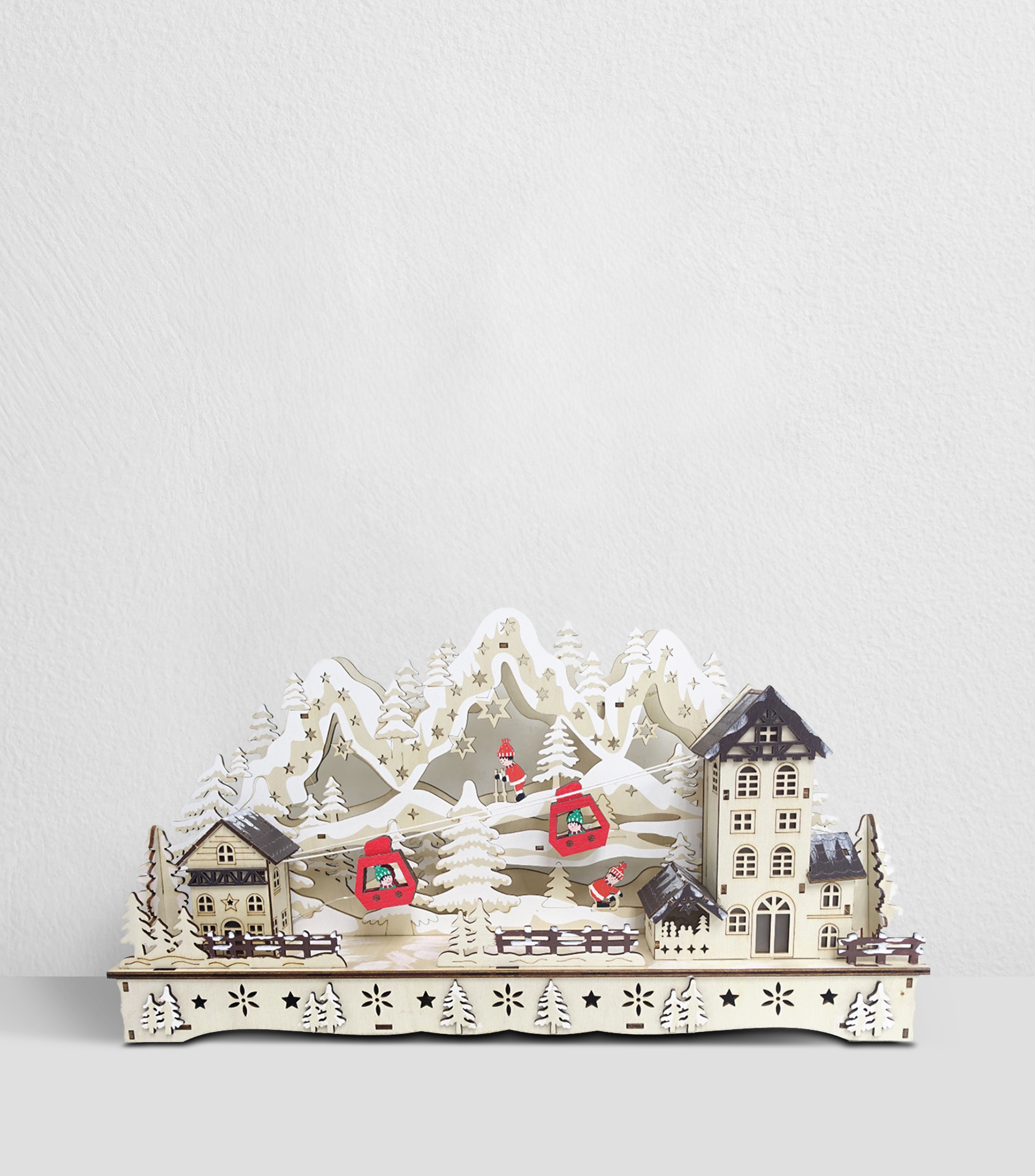 Figura decorativa Navideña Villas y teleférico Navidad con luz
