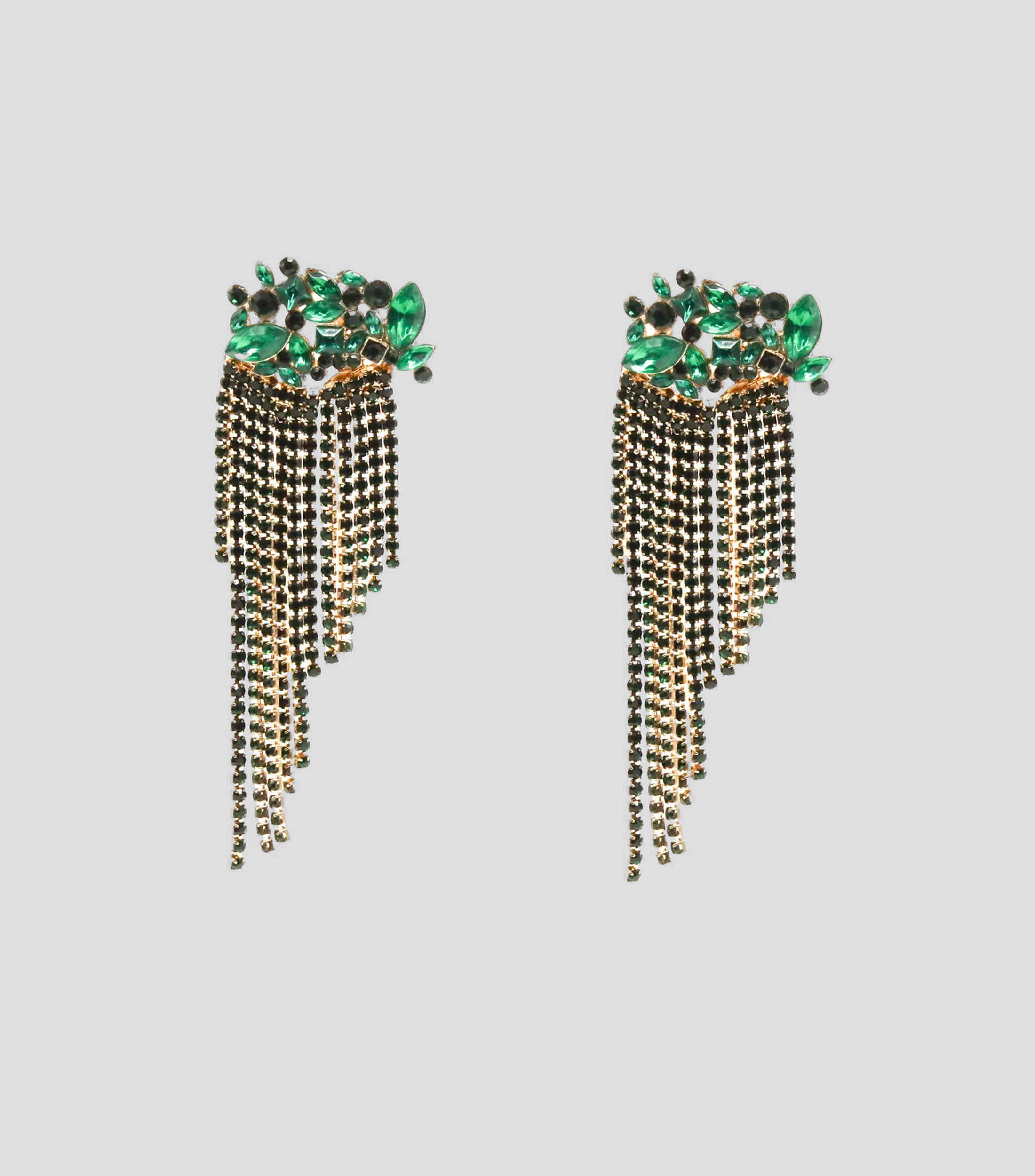 Aretes colgantes con cristal esmeralda Mujer