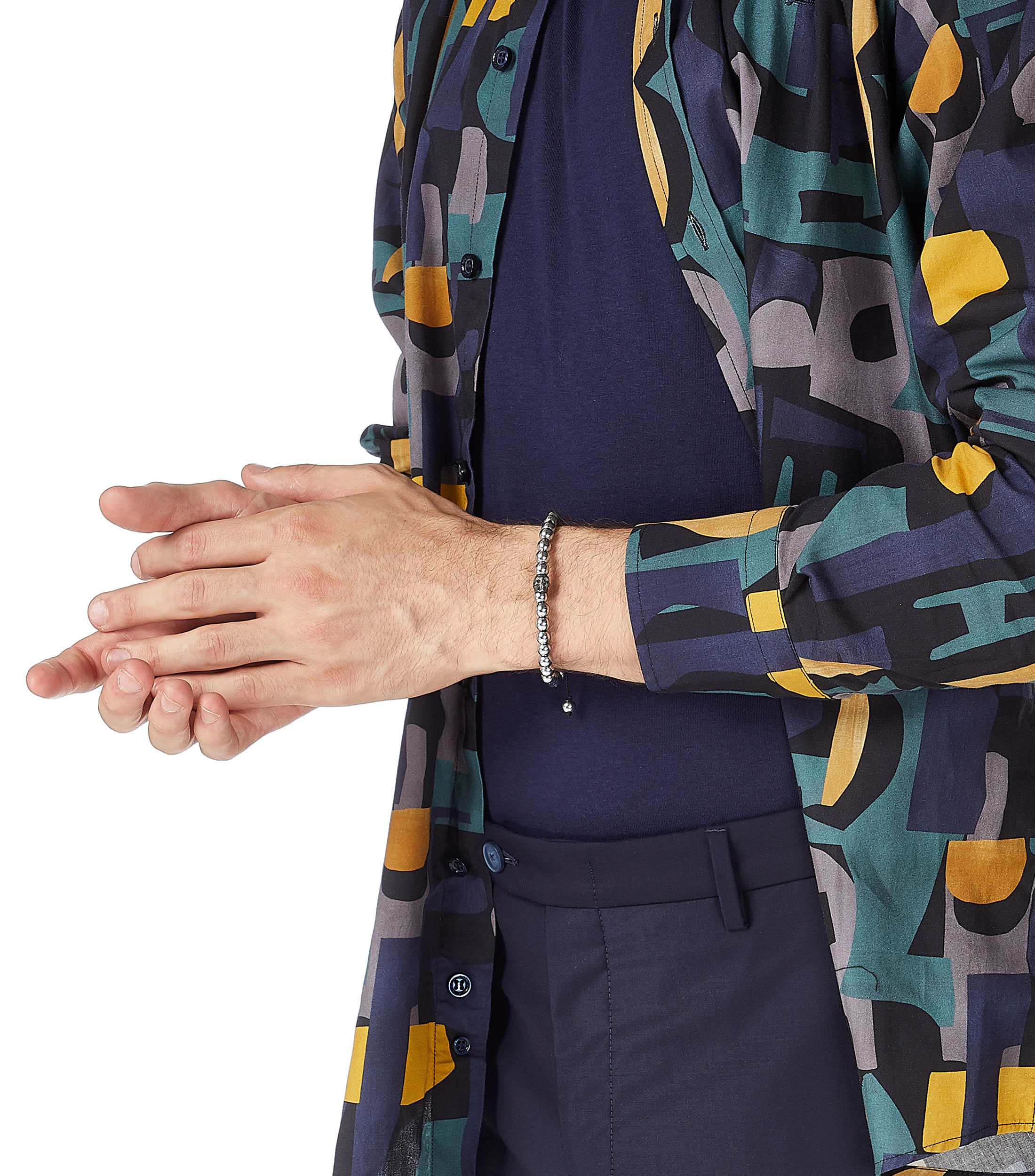 Pulsera con hematita y calavera Hombre