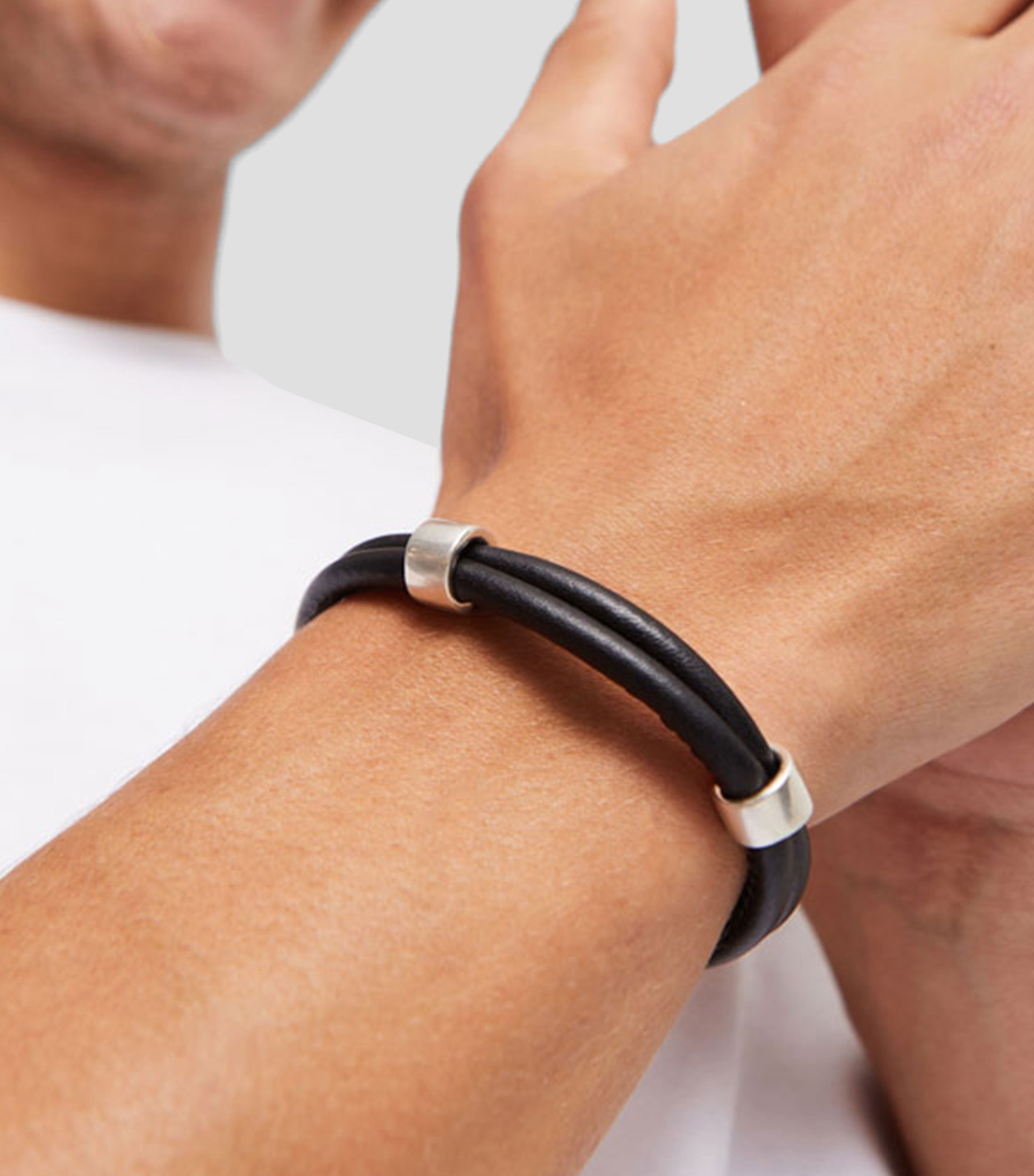 Pulsera doble en cuero Unisex