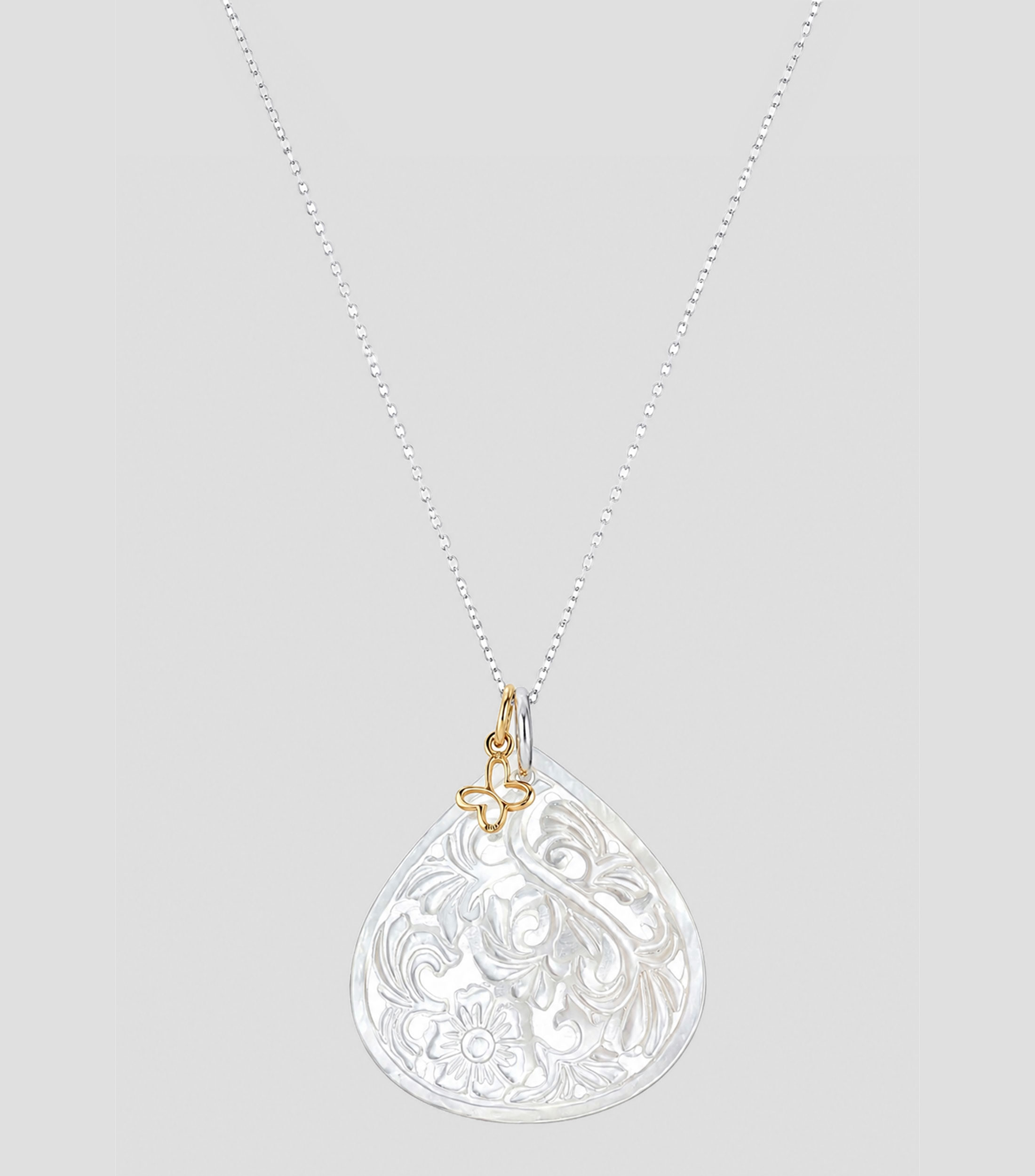 Dije con cadena gota en Plata .925 con madreperla Mujer