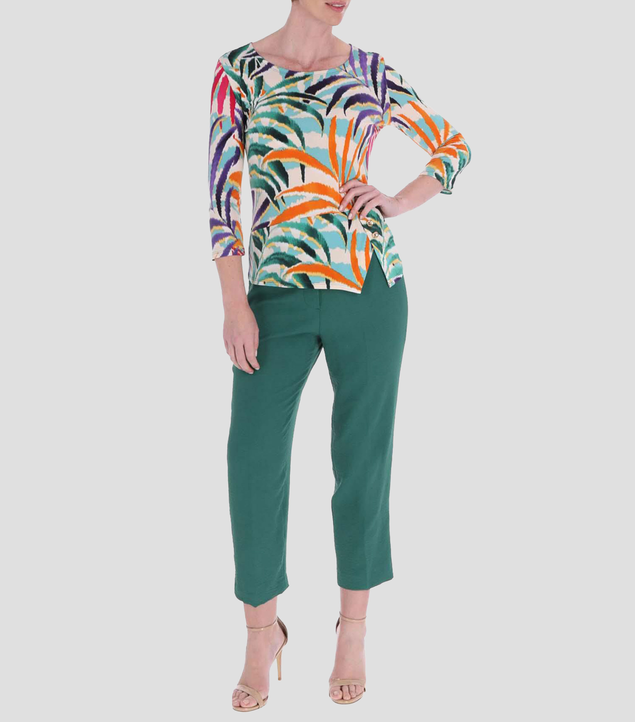 Blusa estampada manga 3/4 Mujer