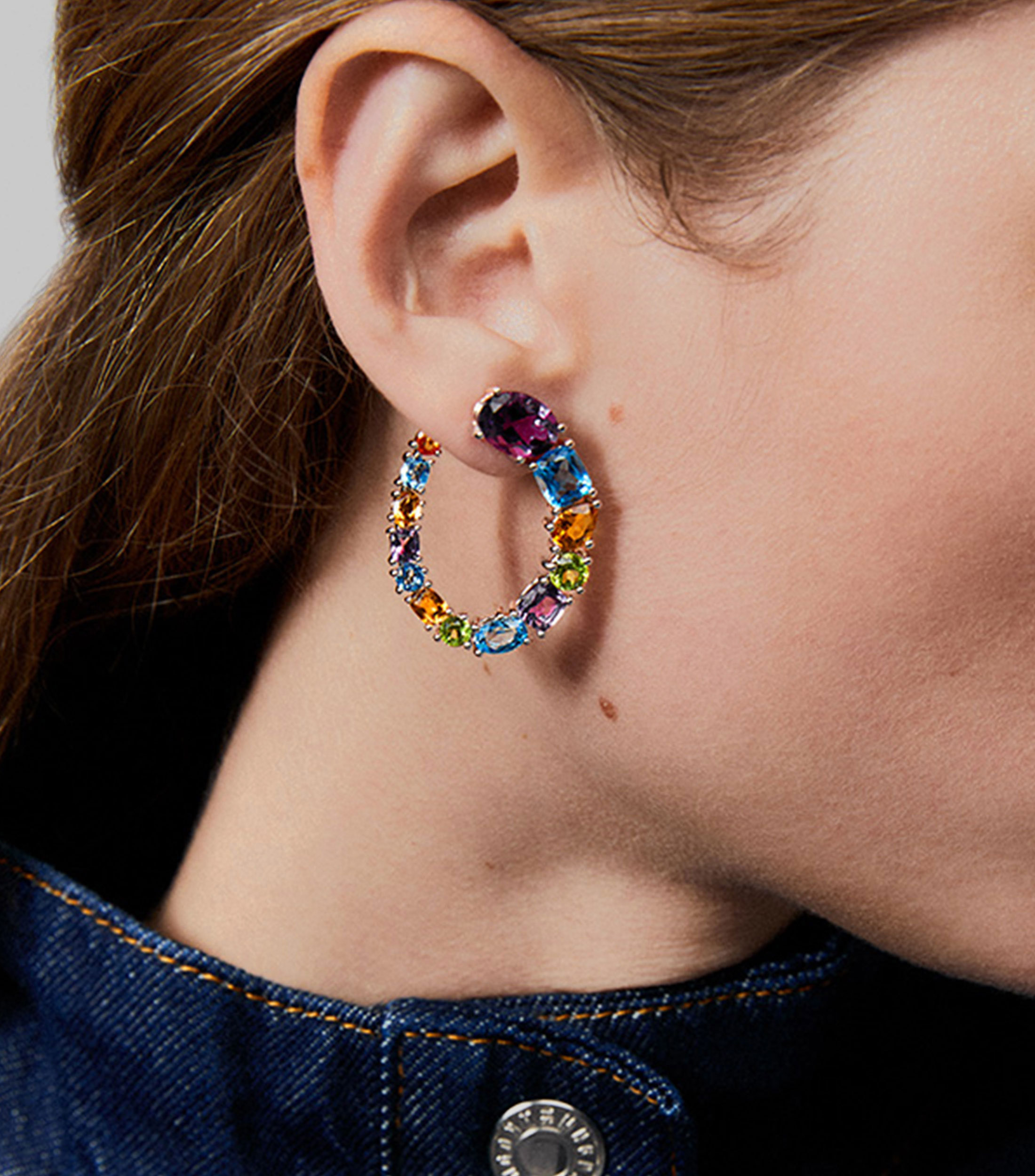 Pendientes Pop Art de Plata con topacios y citrinos Mujer