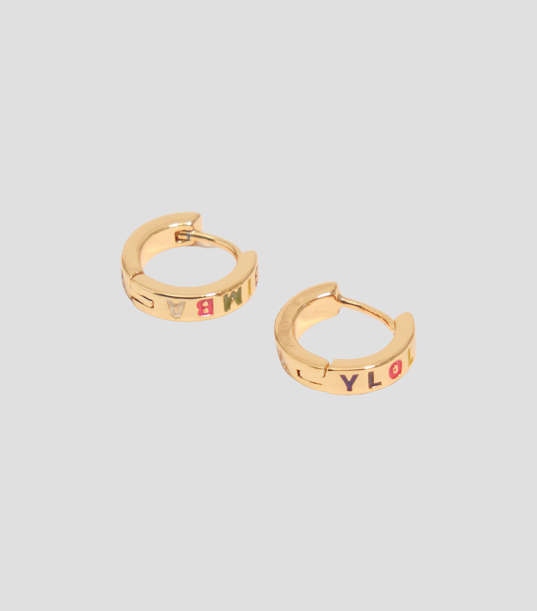 Pendientes aro mini dorado logo multicolor Mujer