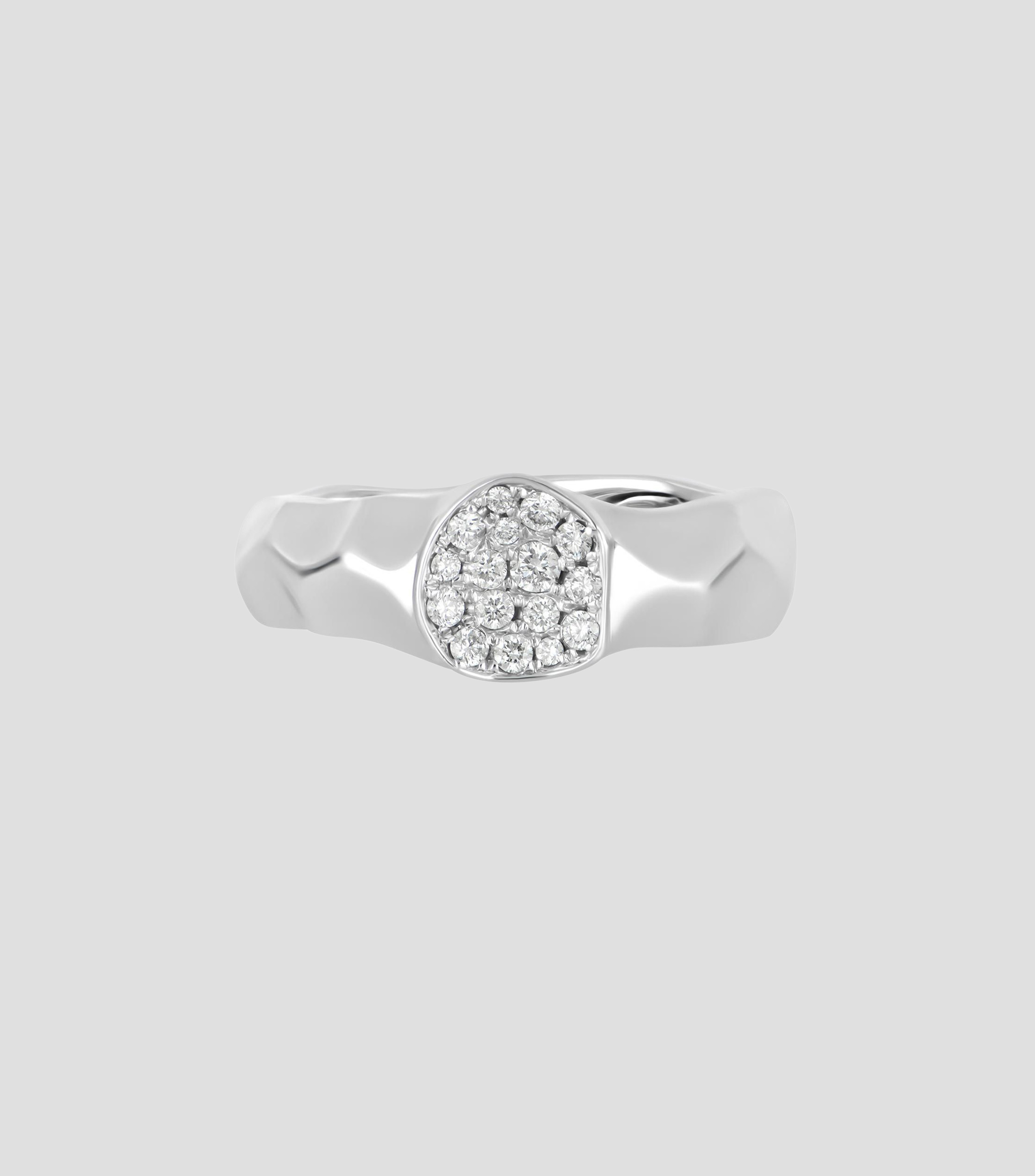 Anillo en Oro blanco de 14 Kilates con pavé de diamantes naturales Unisex