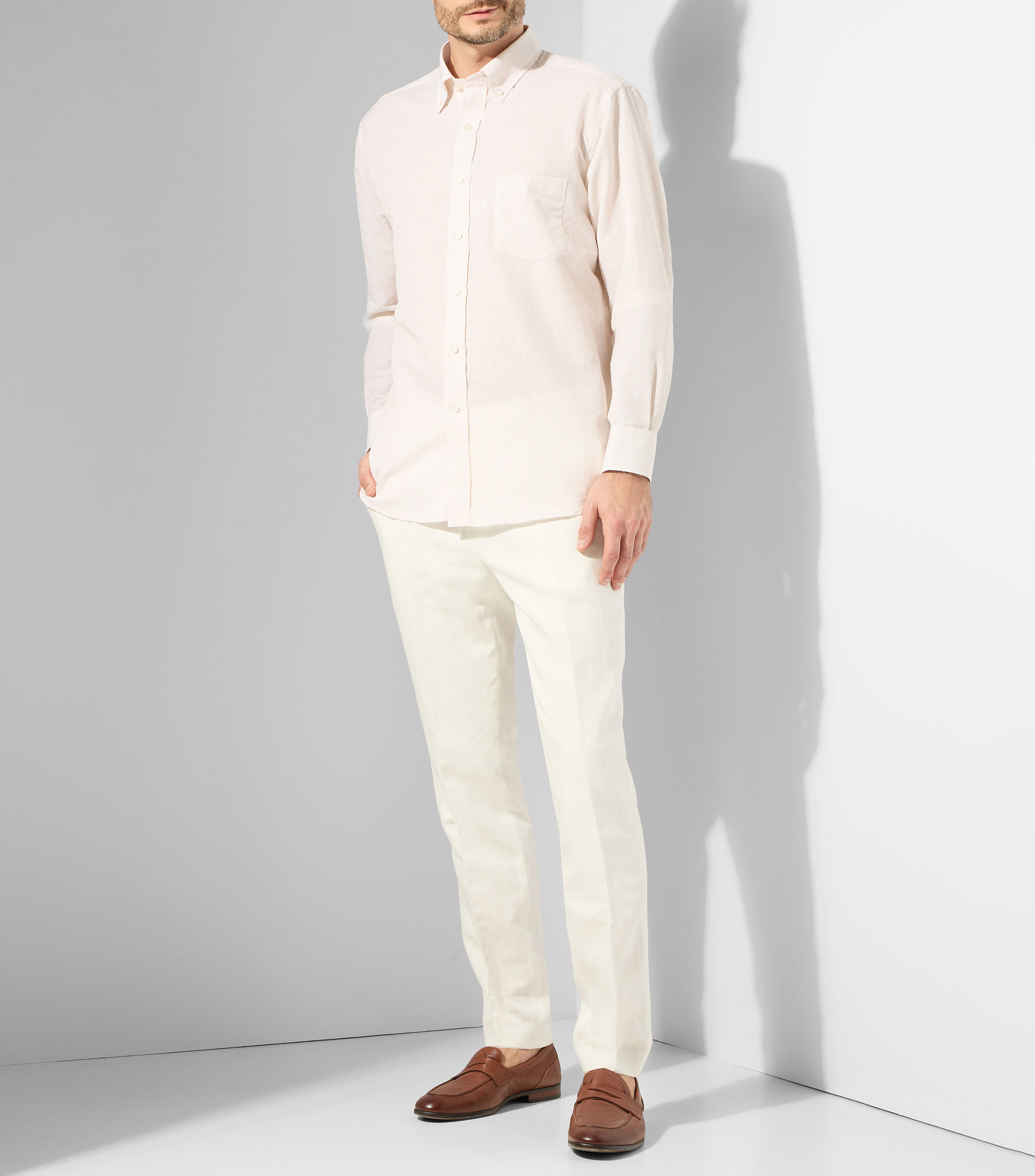Camisa de rayas con manga larga Hombre