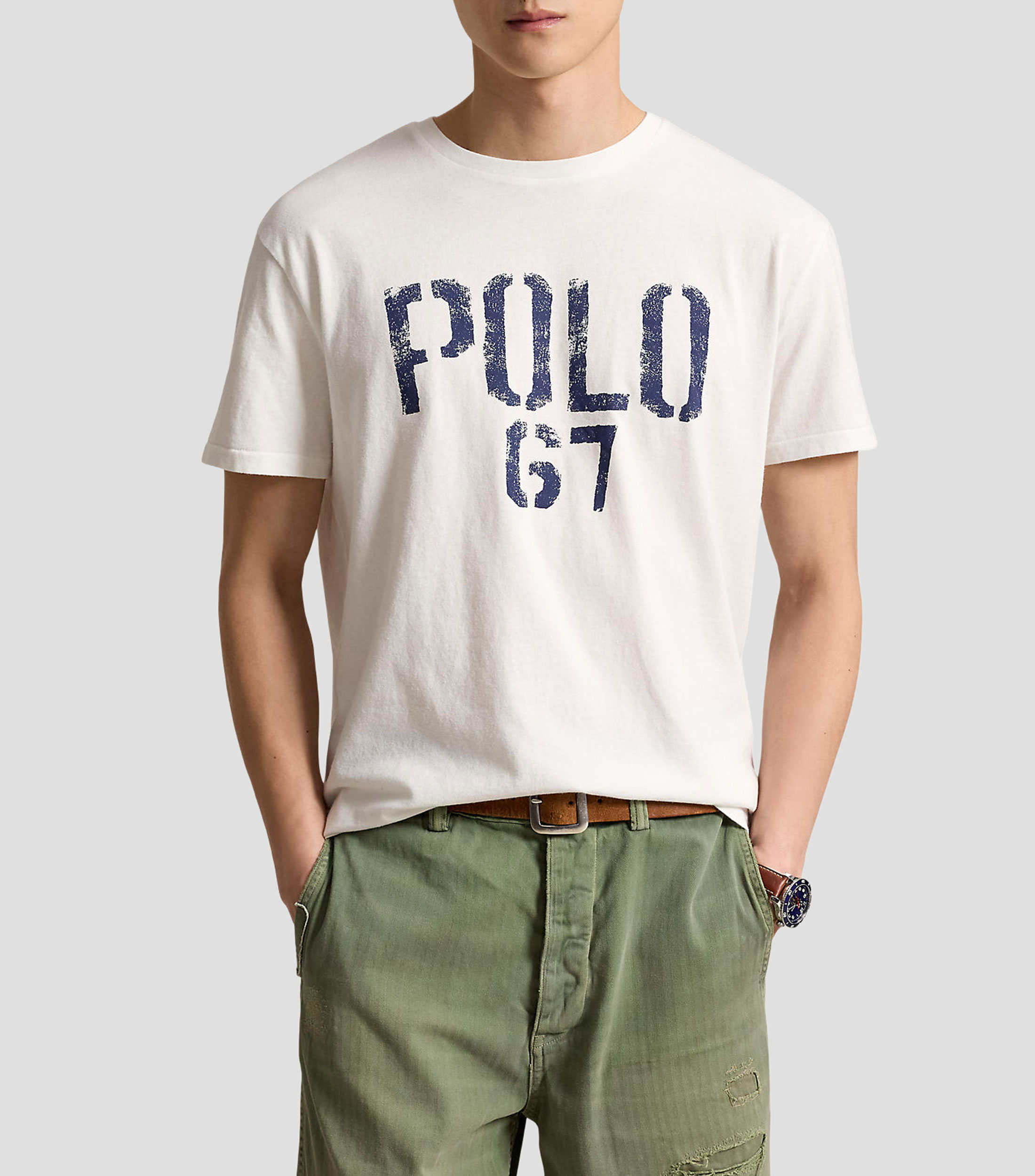 Playera cuello redondo manga corta estampada Hombre
