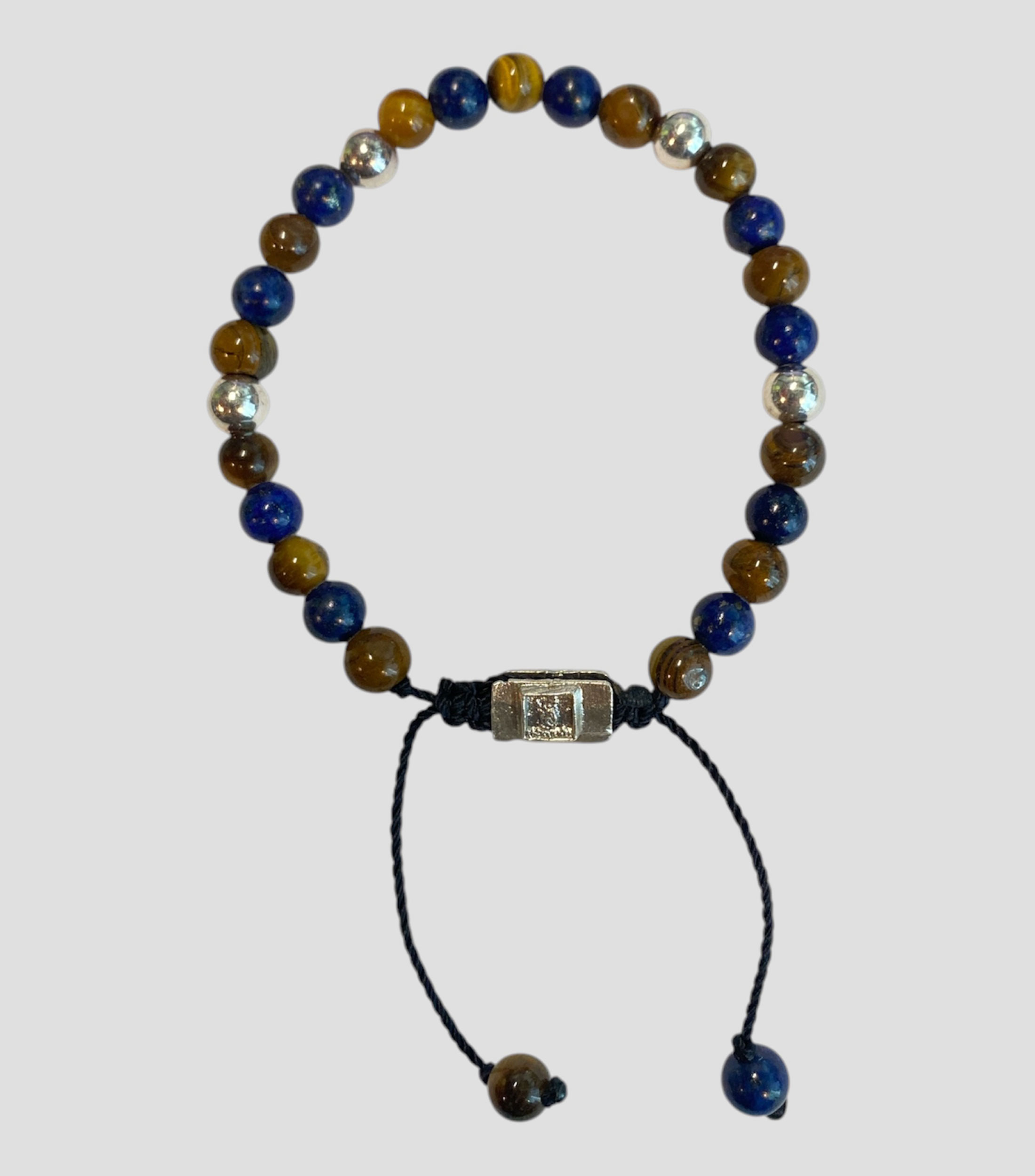 Pulsera con esferas, cuentas de lapislázuli y ojo de tigre Hombre