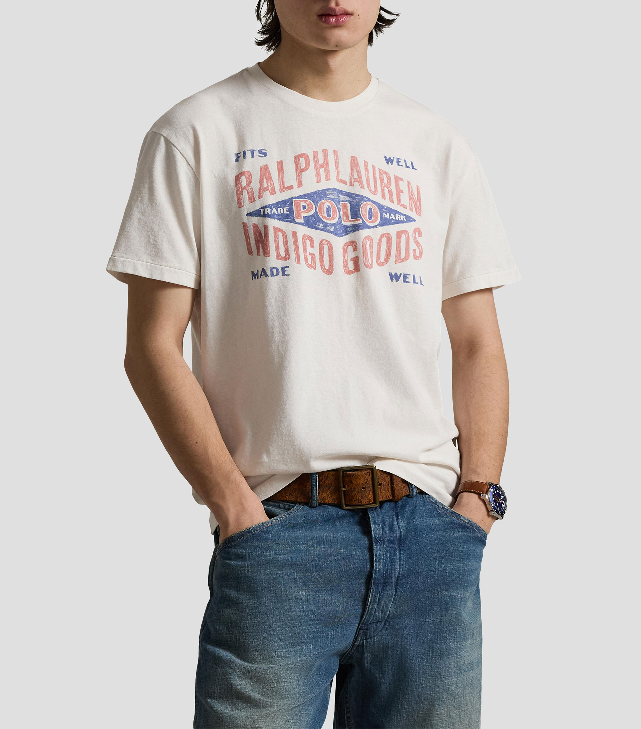Playera cuello redondo manga corta estampada Hombre