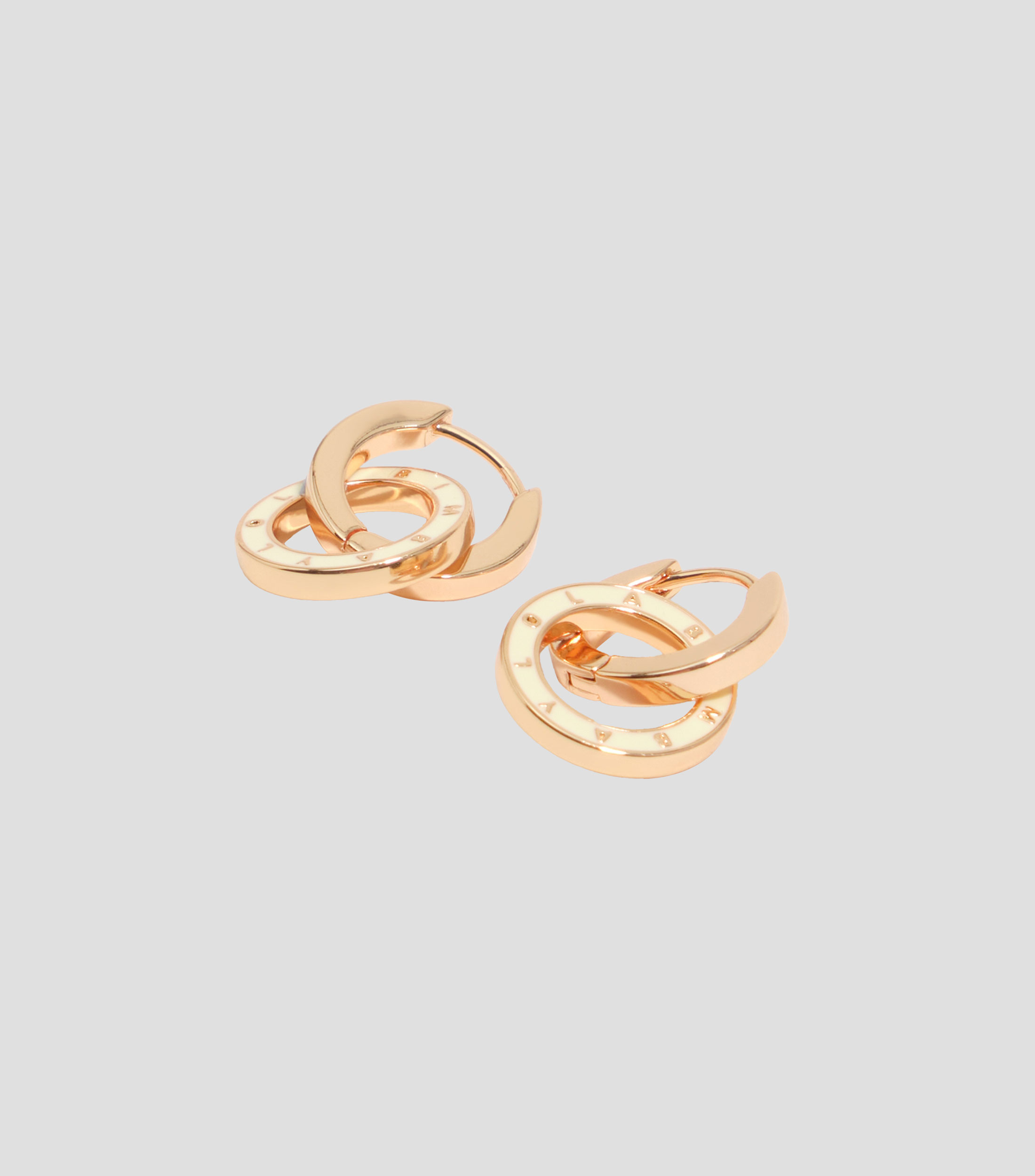 Pendientes doble aro logo marfil Mujer