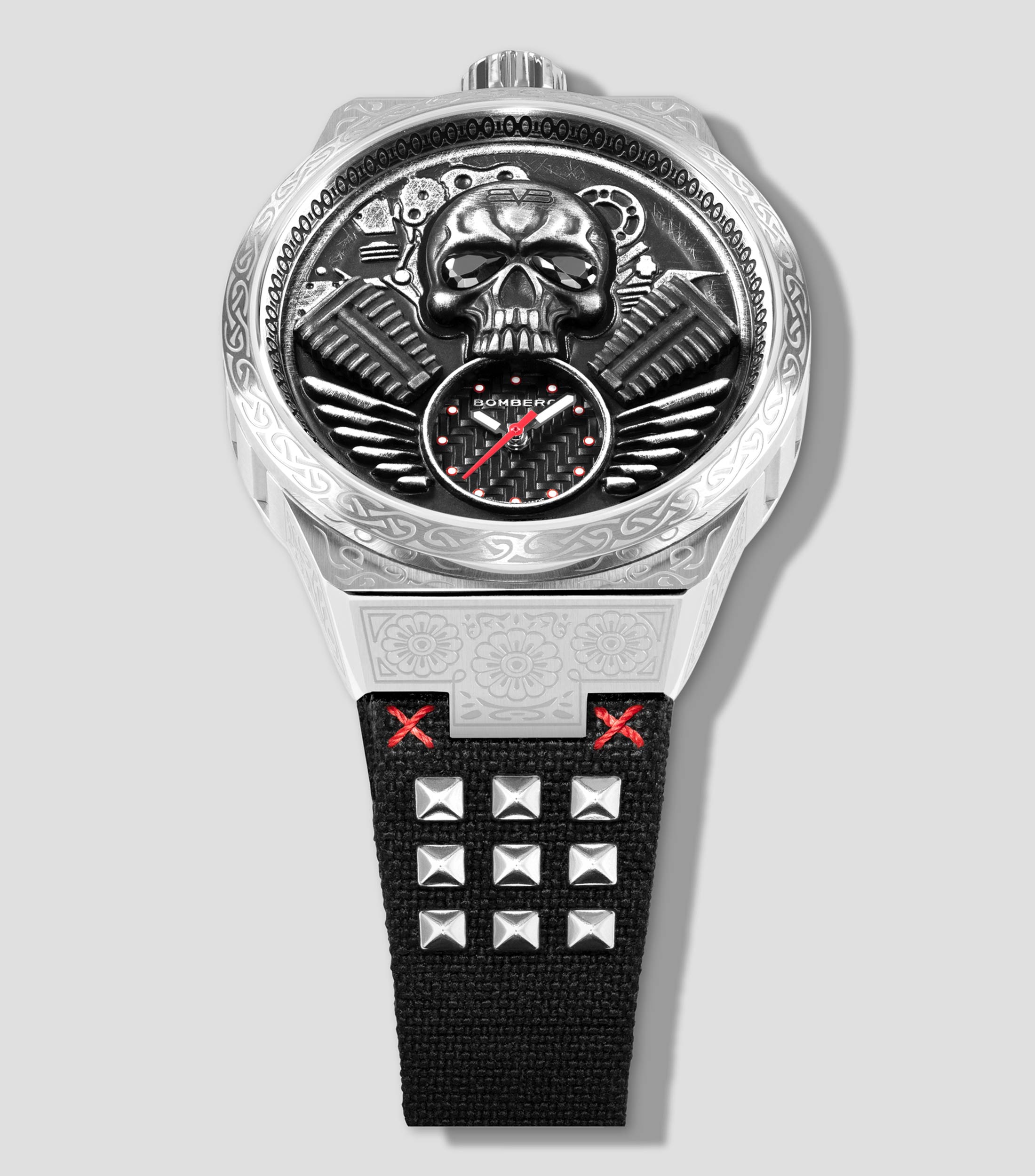 Reloj para Hombre Skull Rider Casual, Plateado