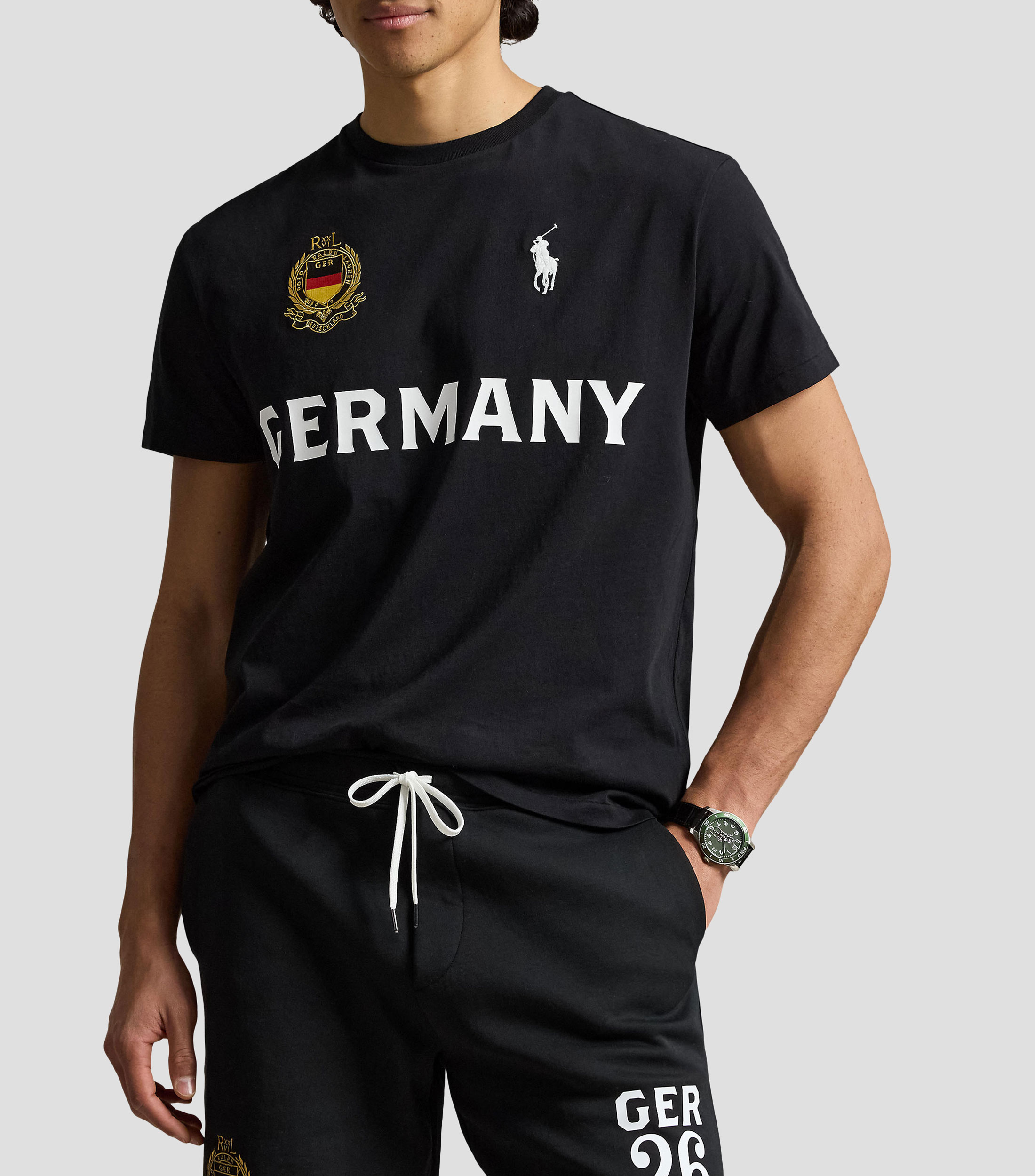 Playera de cuello redondo con manga corta estampada Hombre