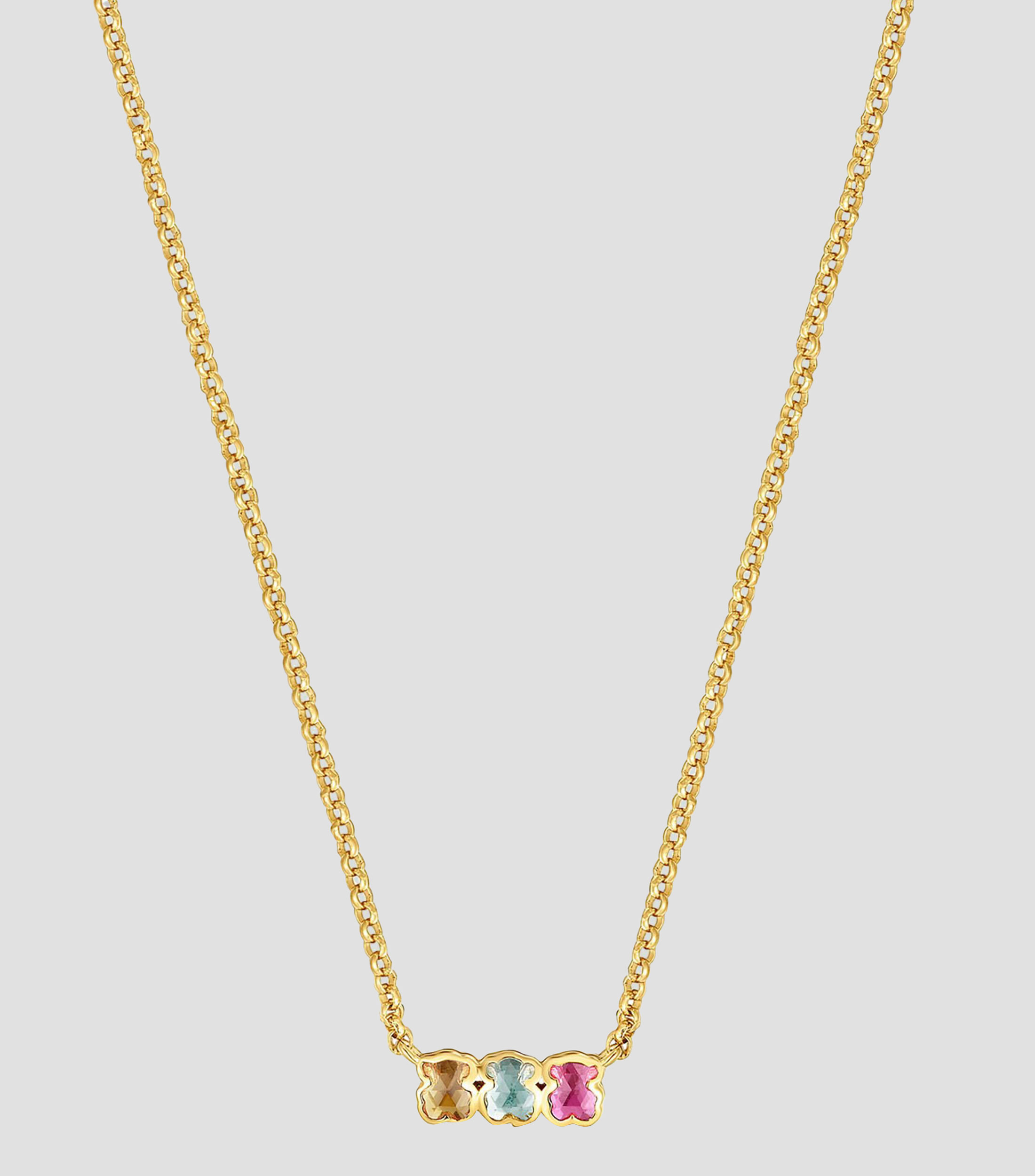 Collar corto con tres osos Mujer